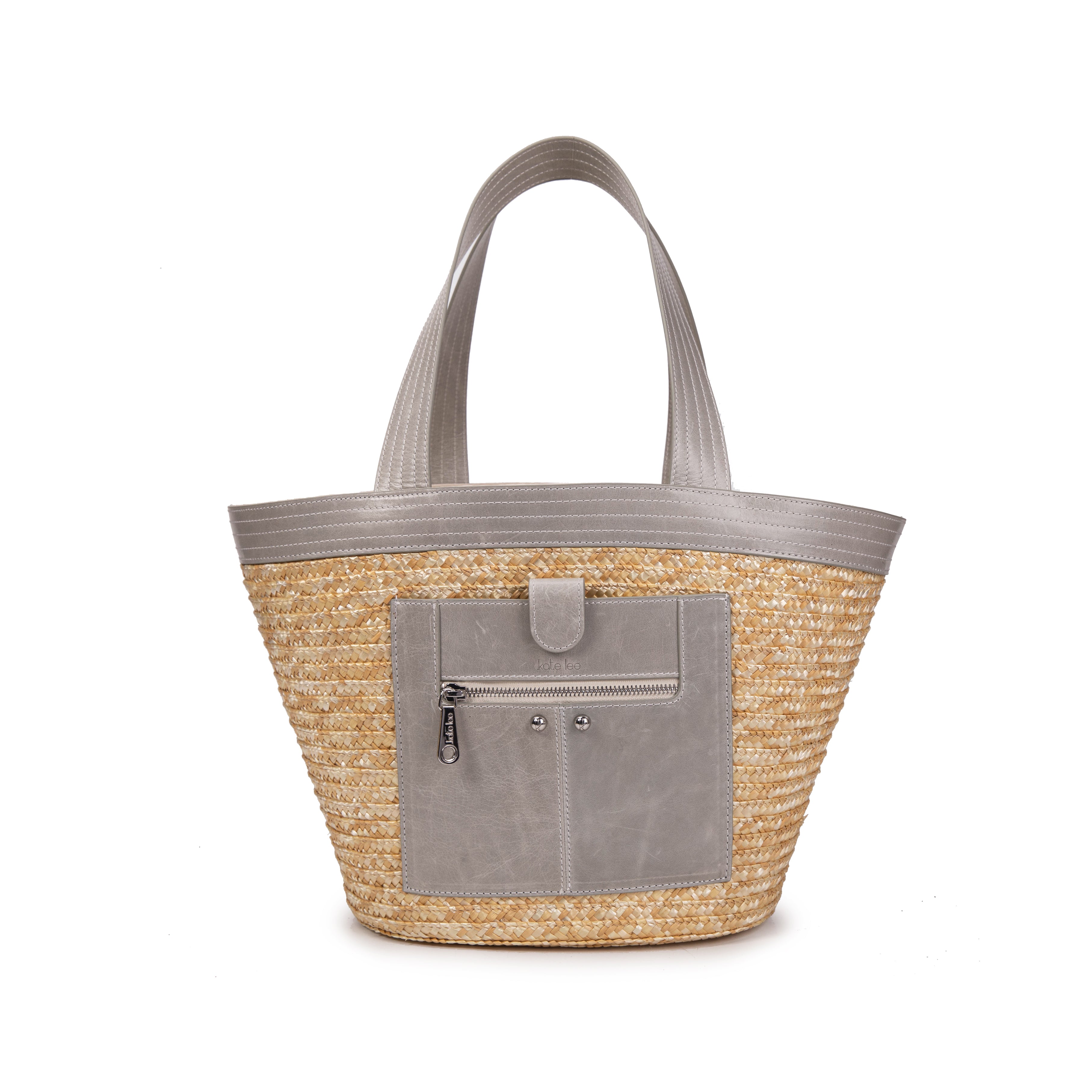 kate-lee-madeleine-panier-paille-cuir-perle-50-cm image 1
