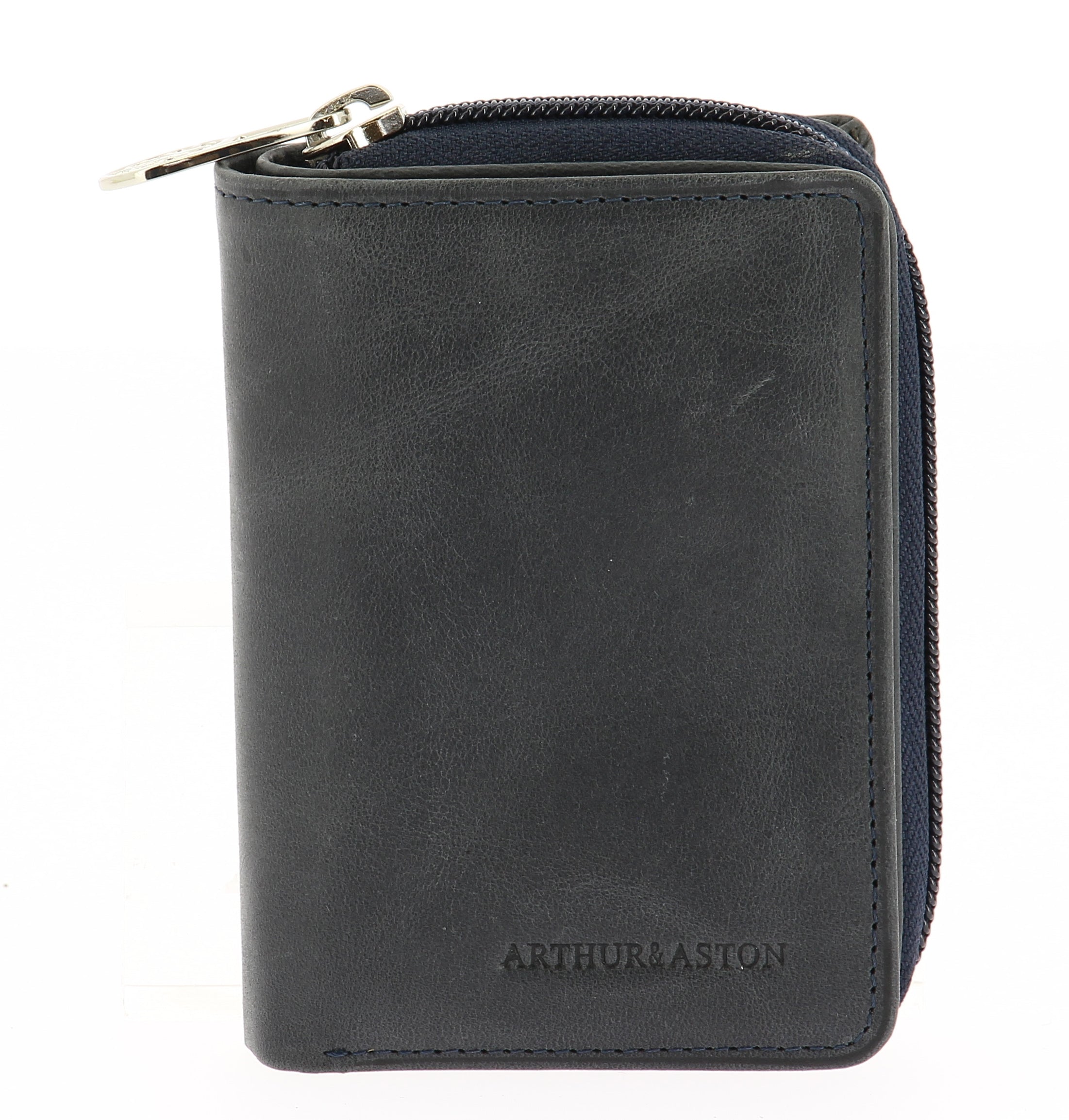 arthur-et-aston-rose-porte-monnaie-cartes-cuir-noir image 1