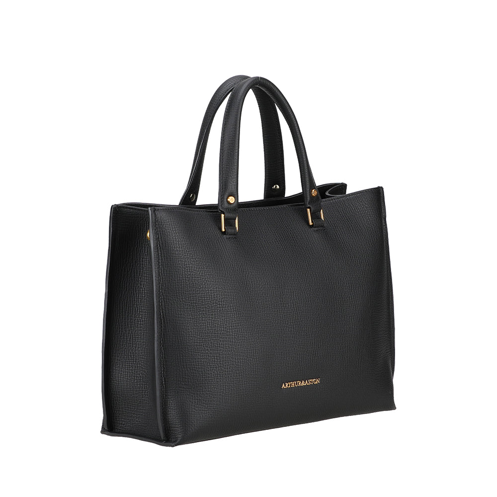 arthur-et-aston-nora-grand-sac-main-cuir-noir-bandouli-re image 5