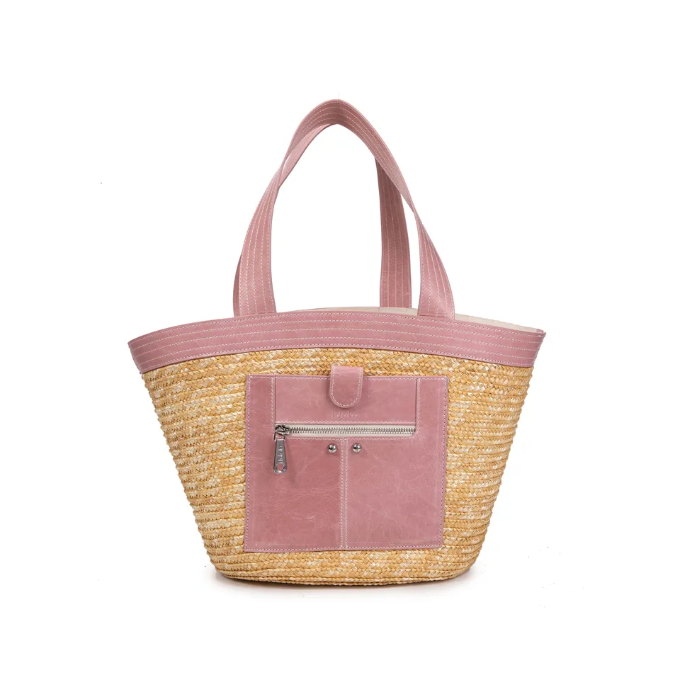 kate-lee-panier-madeleine-sac-cabas-paille-rose image 1