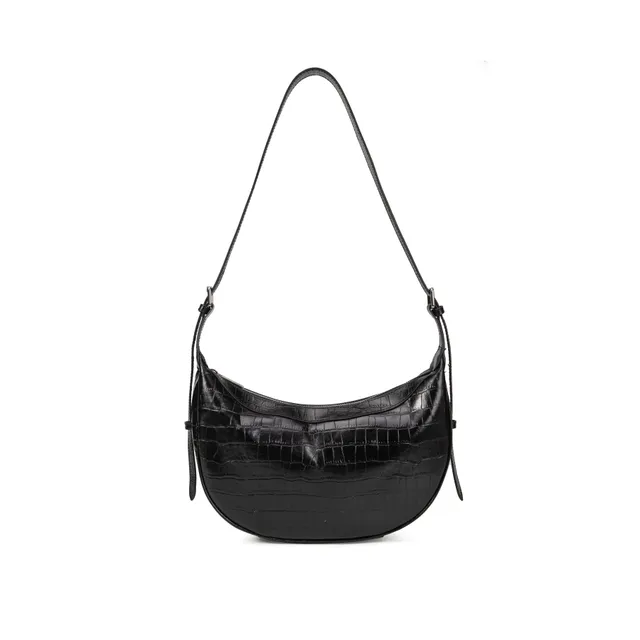 kate-lee-palma-sac-cuir-croco-noir-demi-lune image 1
