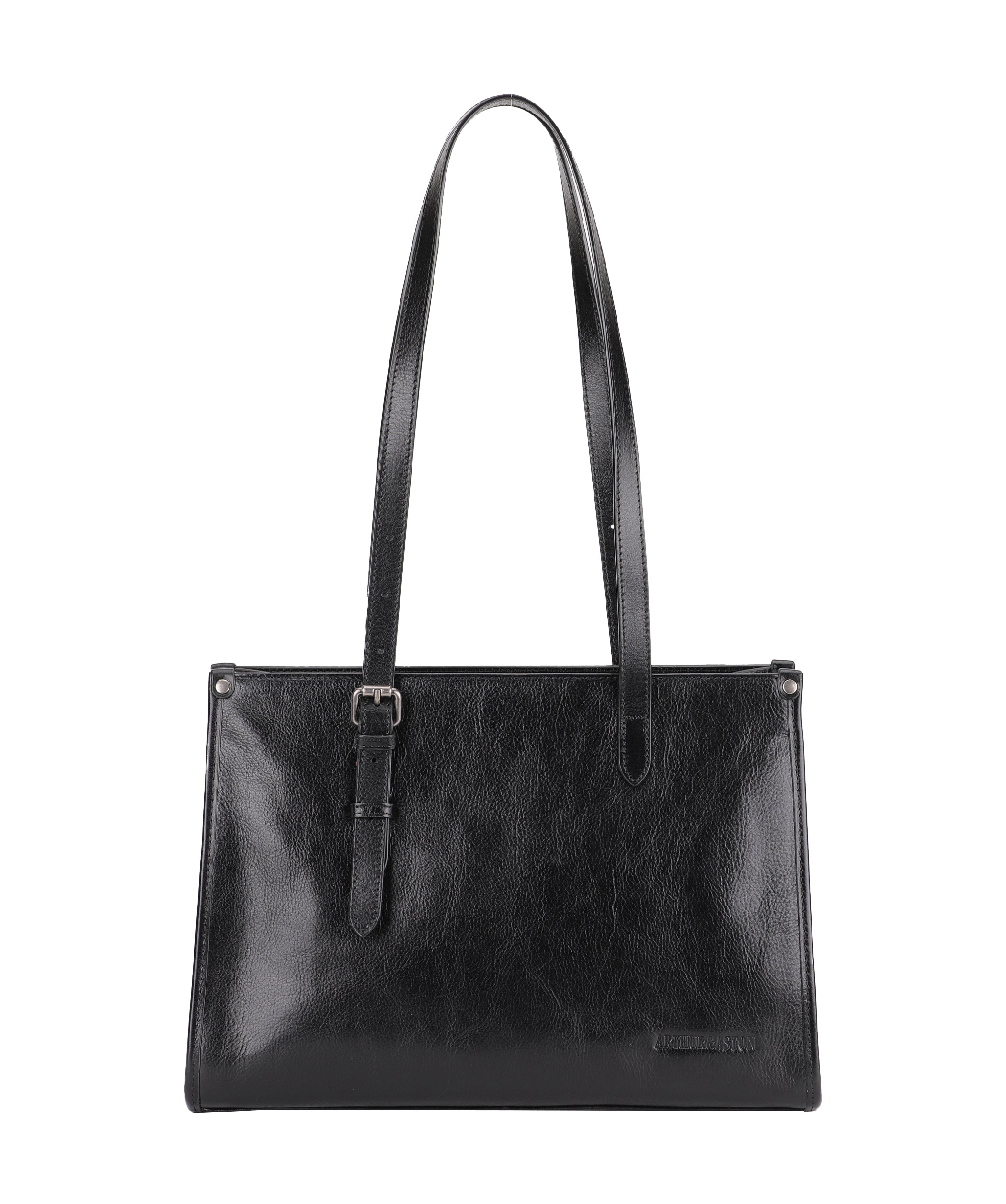 arthur-et-aston-edith-sac-shopping-cuir-noir-a4 image 1