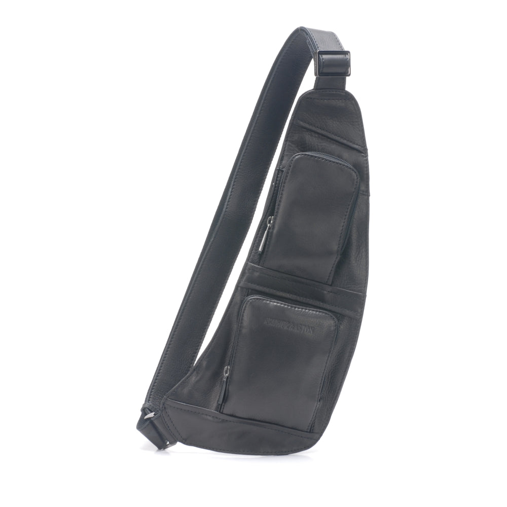 arthur-et-aston-pablo-body-bag-cuir-noir-fil-noir image 1