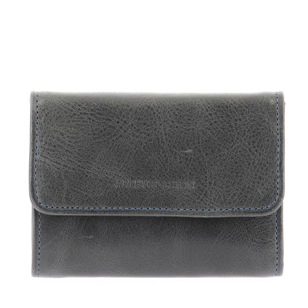 arthur-et-aston-rose-porte-cartes-rabat-cuir-noir-femme image 3