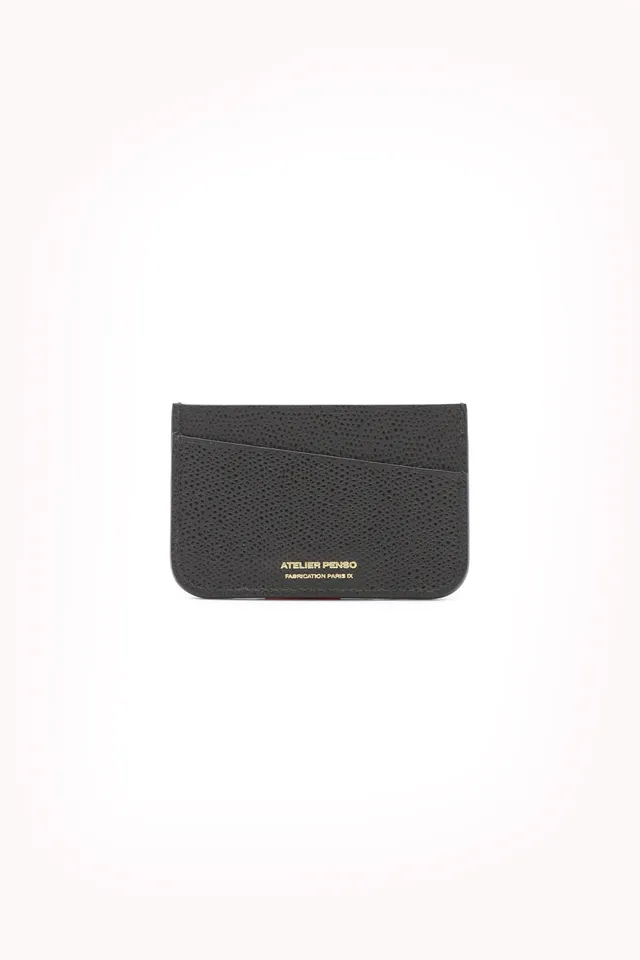 atelier-penso-porte-cartes-cuir-noir-4-cartes-billets image 1