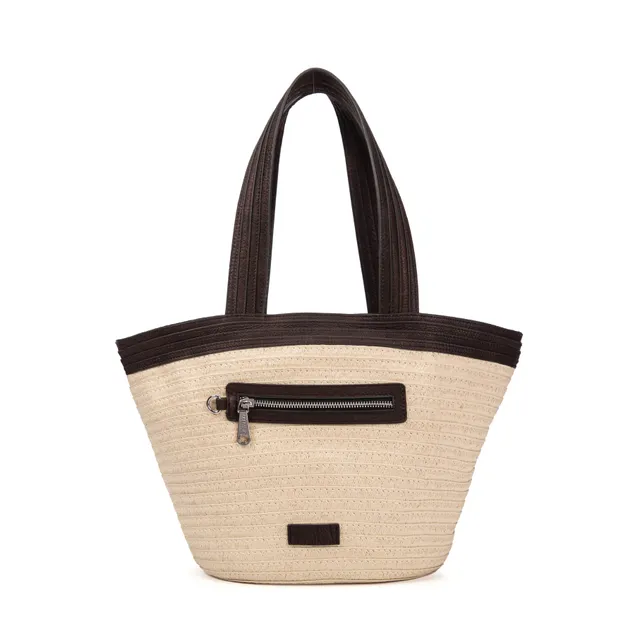 kate-lee-patty-sac-cabas-paille-marron-vachette image 1