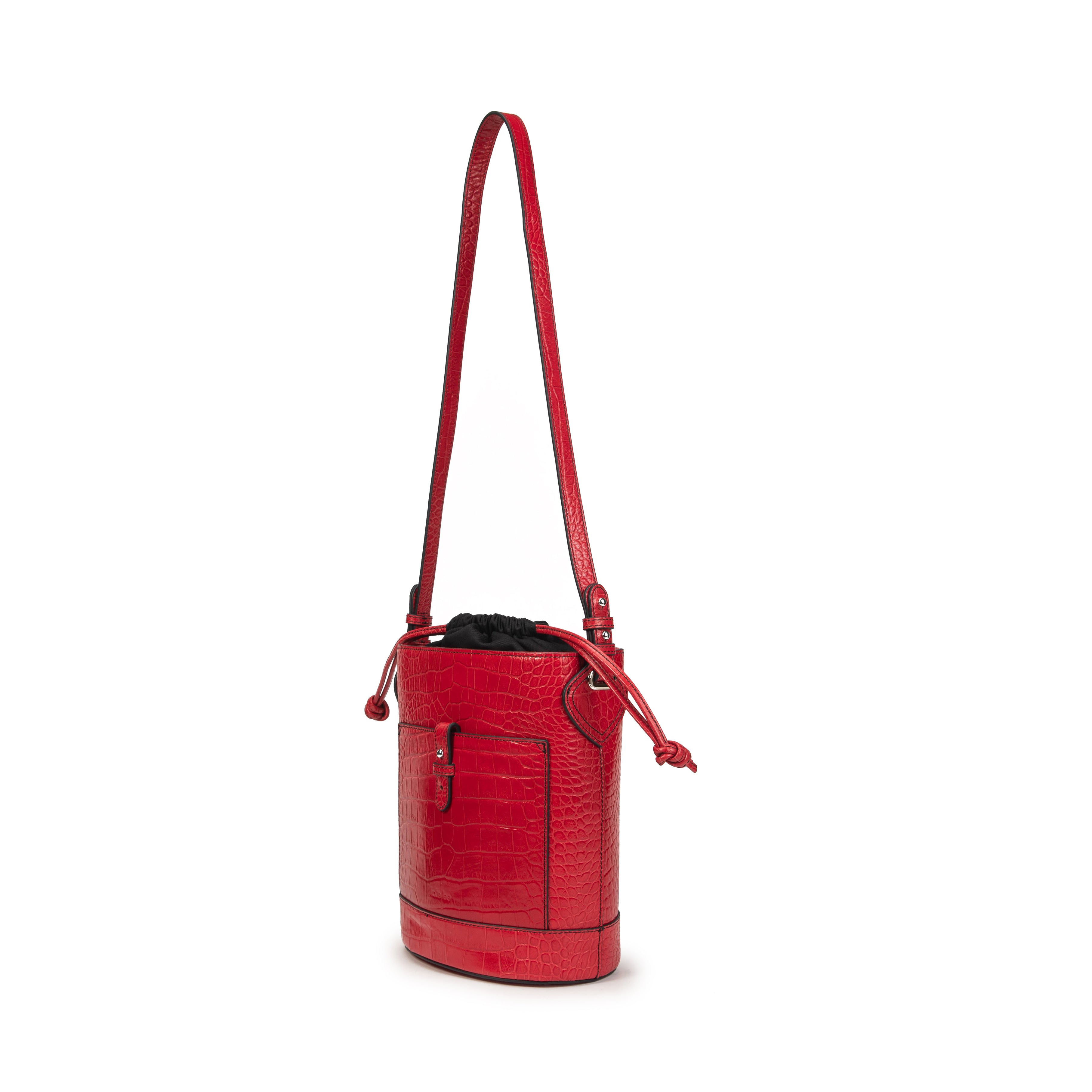 kate-lee-louvre-croco-sac-seau-cuir-rouge-vachette-croco image 2