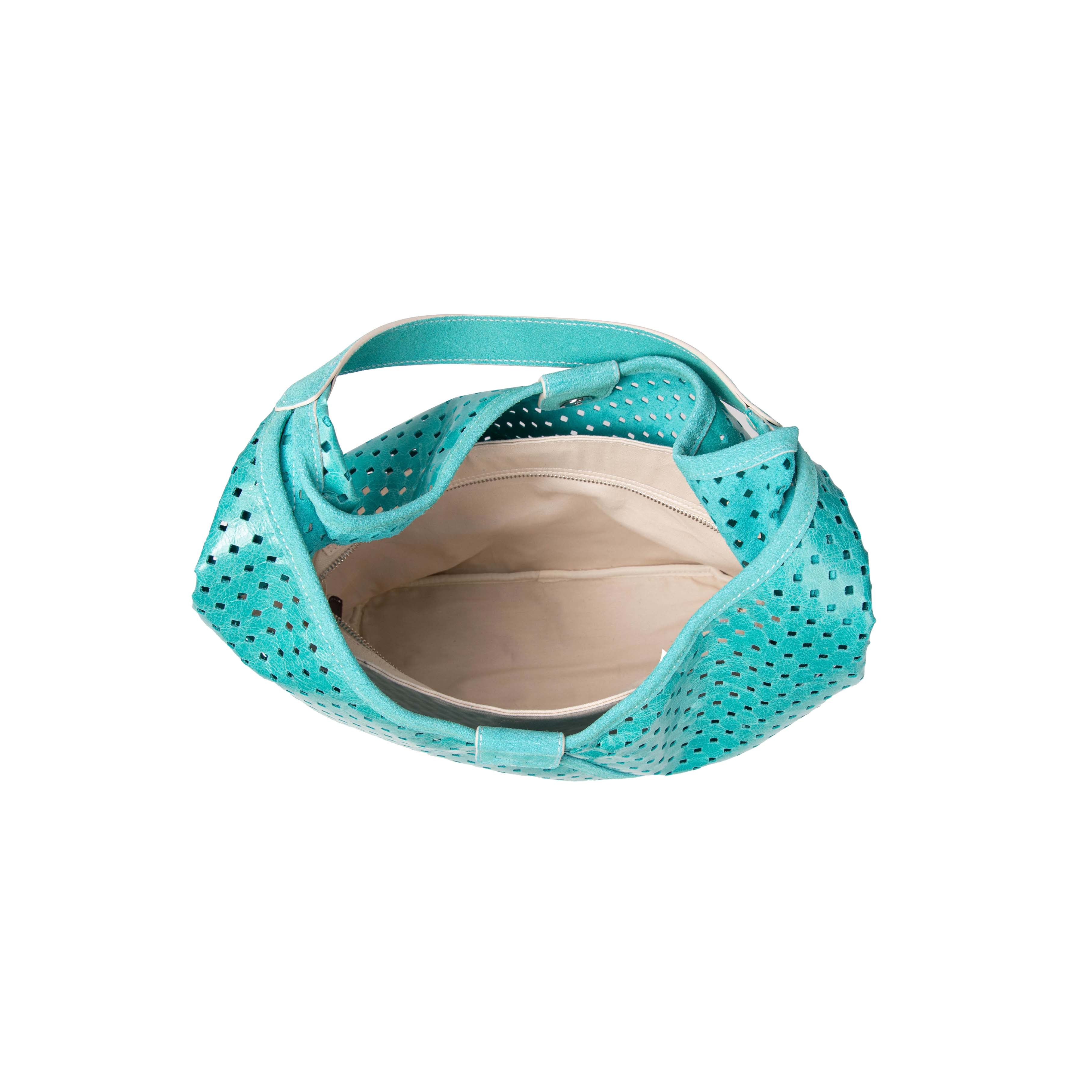 kate-lee-m-lune-petit-cabas-cuir-turquoise-perfor image 3