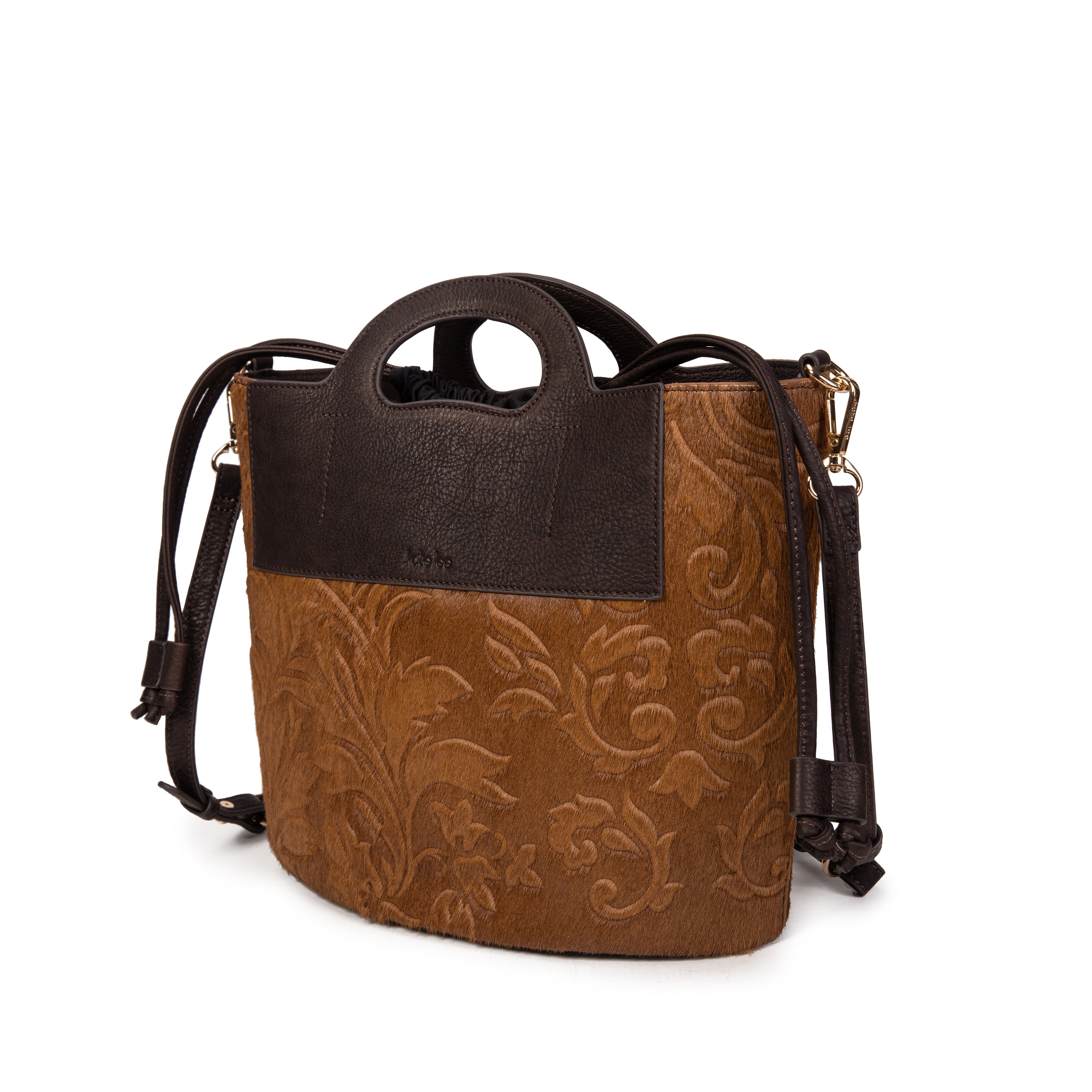 kate-lee-st-tropez-sac-cuir-marron-fleurs image 2