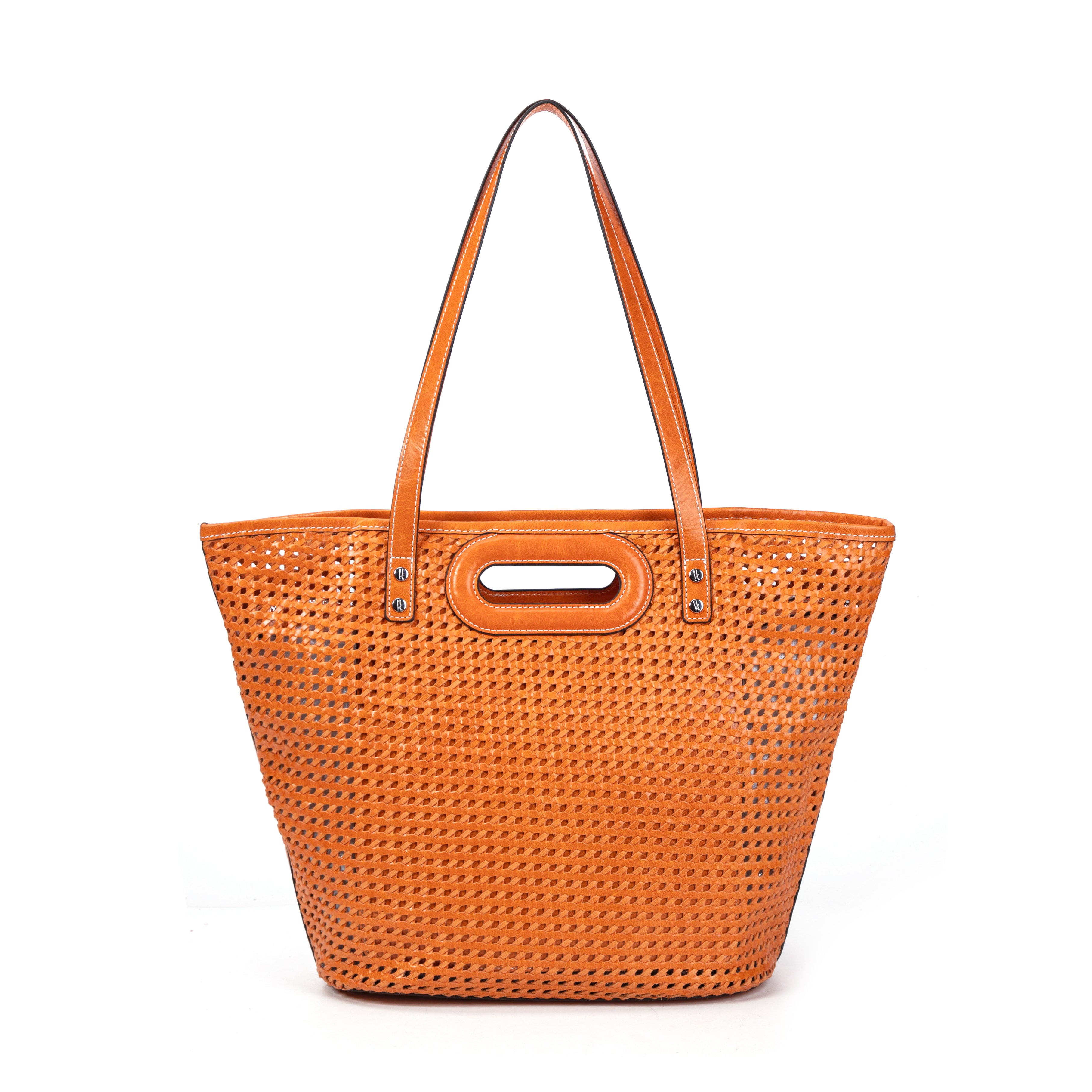 kate-lee-ofine-sac-cabas-tress-orange-cuir image 4