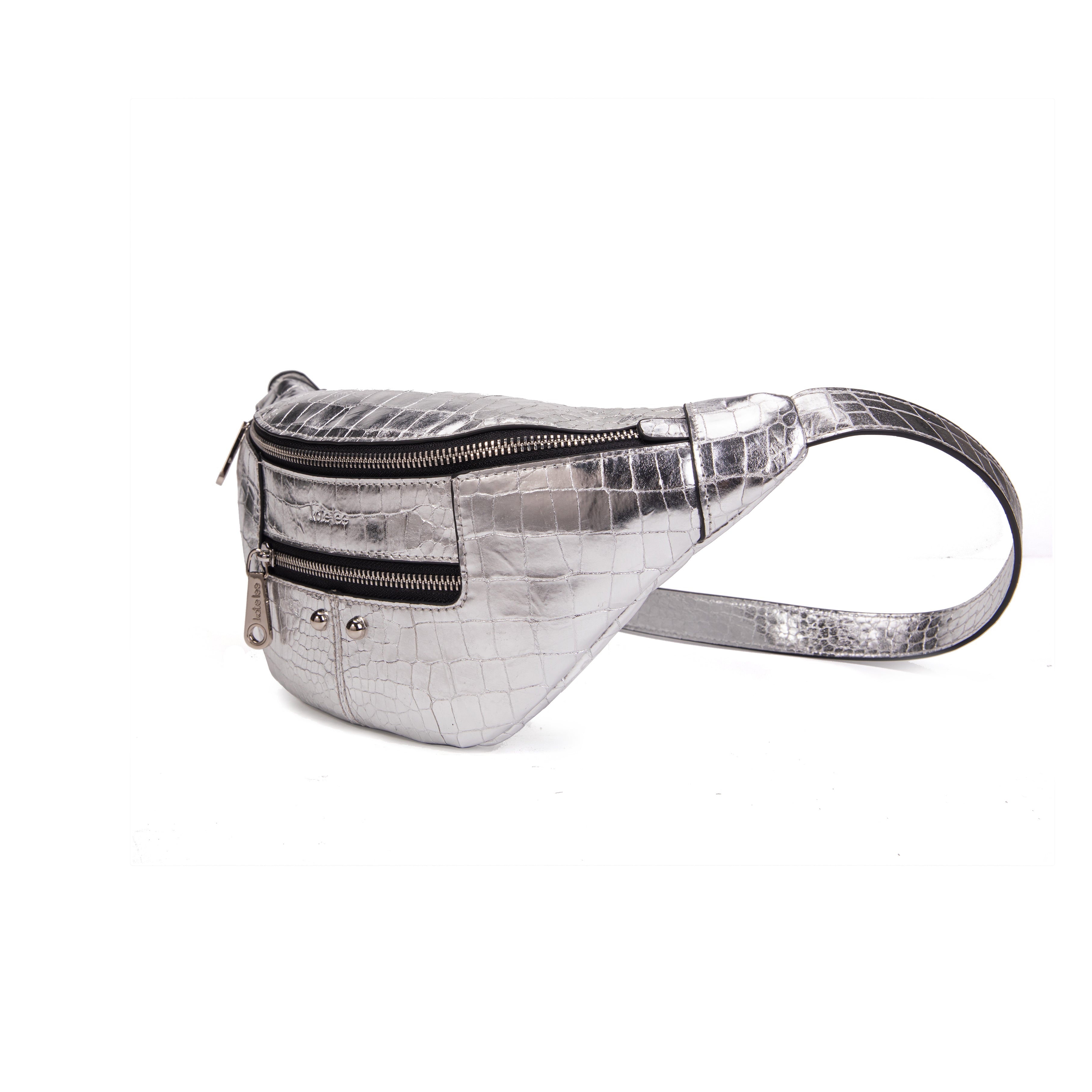 kate-lee-banane-triomf-cro-sac-banane-argent-cuir-croco image 2