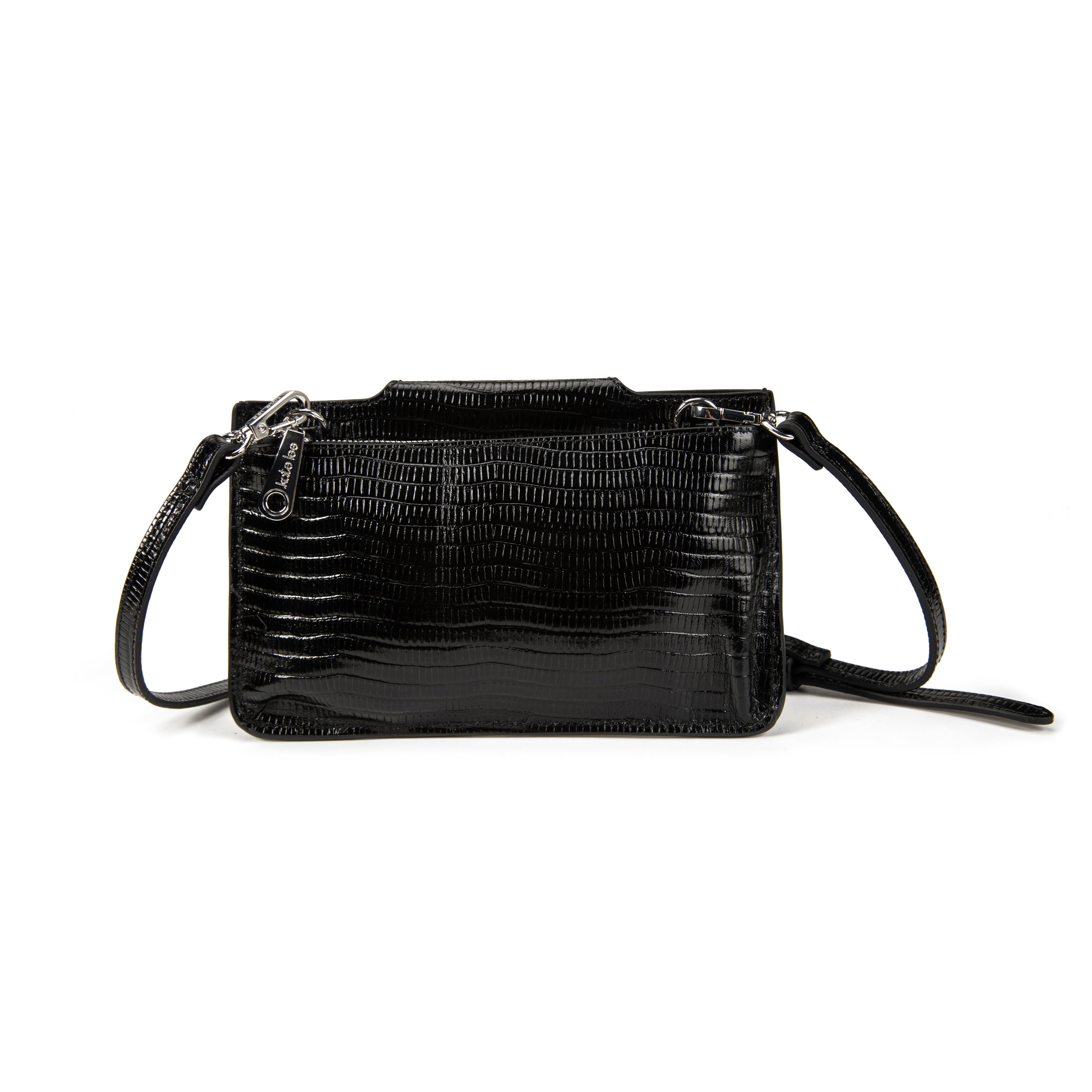 kate-lee-lp-pochette-cuir-noir-l-zard-bandouli-re image 3