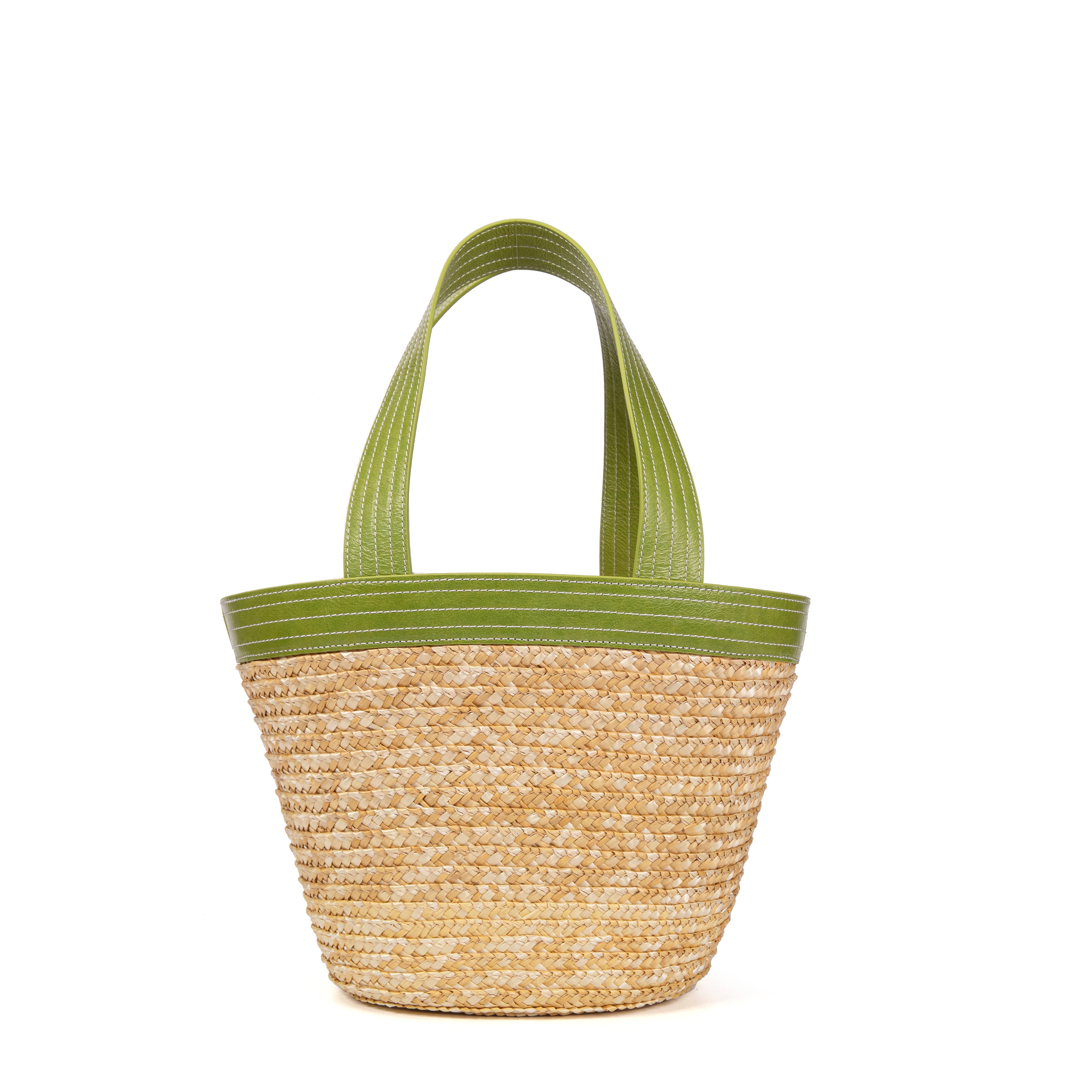 kate-lee-m-panier-madele-sac-panier-vert-paille-cuir image 4