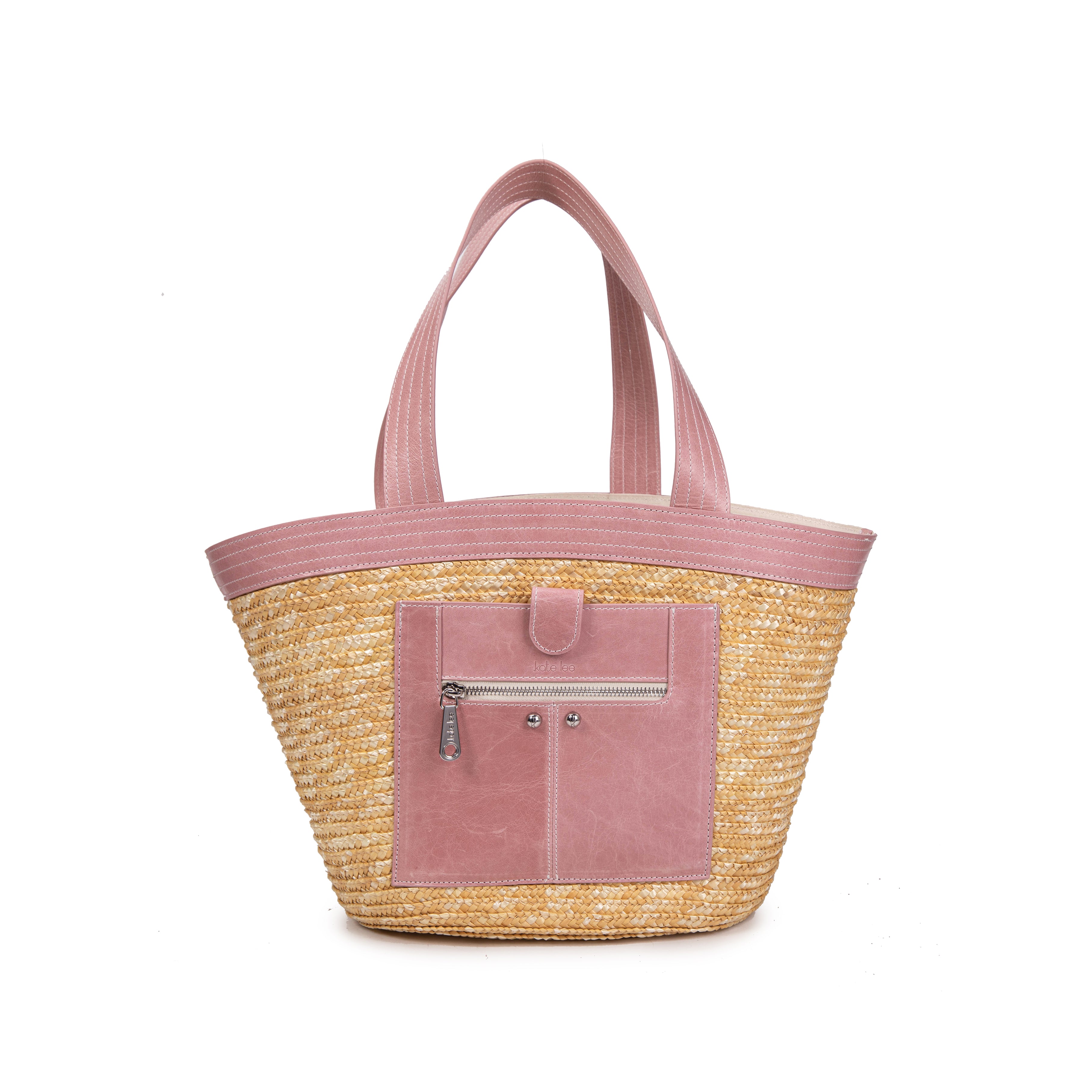 kate-lee-panier-madeleine-sac-cabas-paille-rose image 1