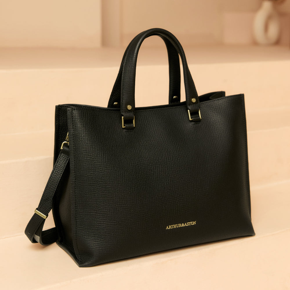 arthur-et-aston-nora-grand-sac-main-cuir-noir-bandouli-re image 3