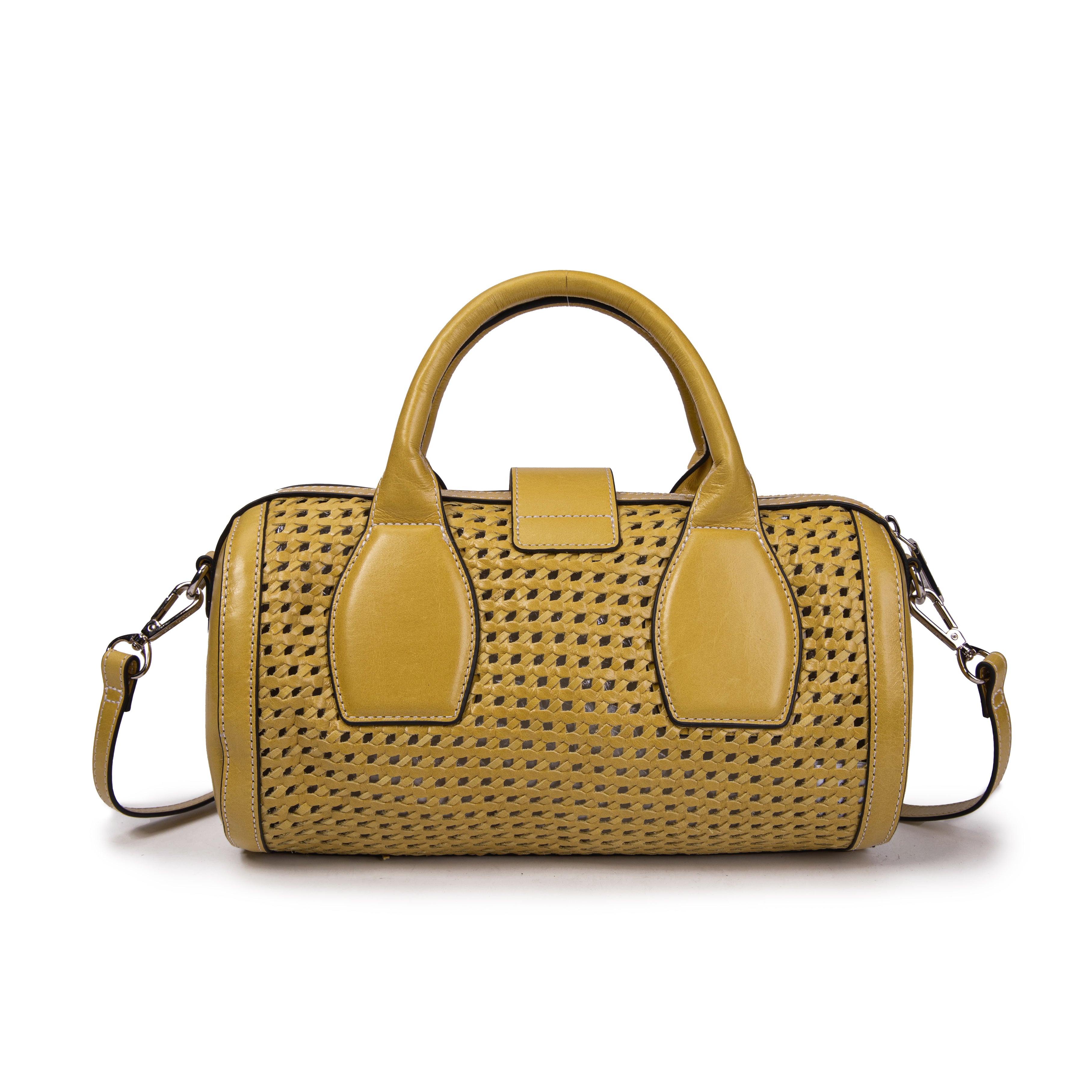 kate-lee-frola-sac-bowling-cuir-jaune-tress-29x15-cm image 4