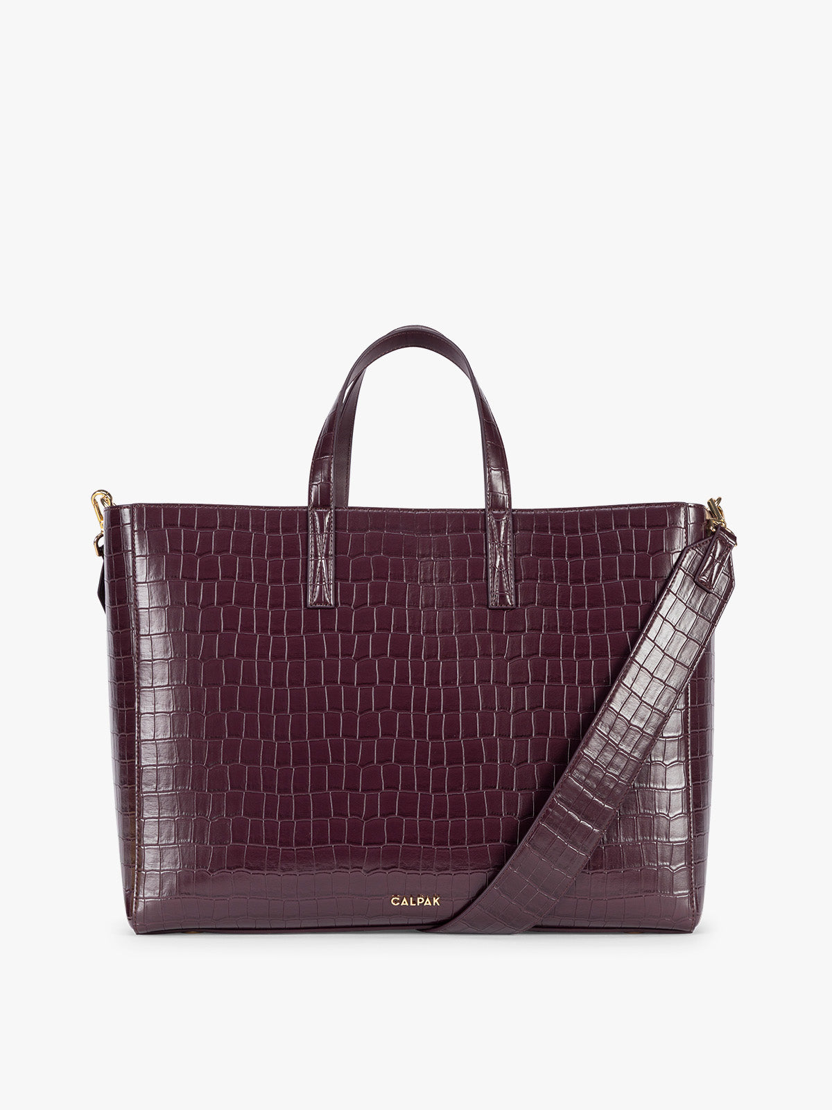 calpak-haven-16-tote-sac-ordinateur-dark-cherry-croc-croco image 1