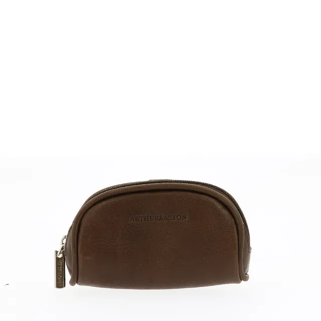 arthur-et-aston-rose-porte-monnaie-cuir-marron-demi-lune image 1
