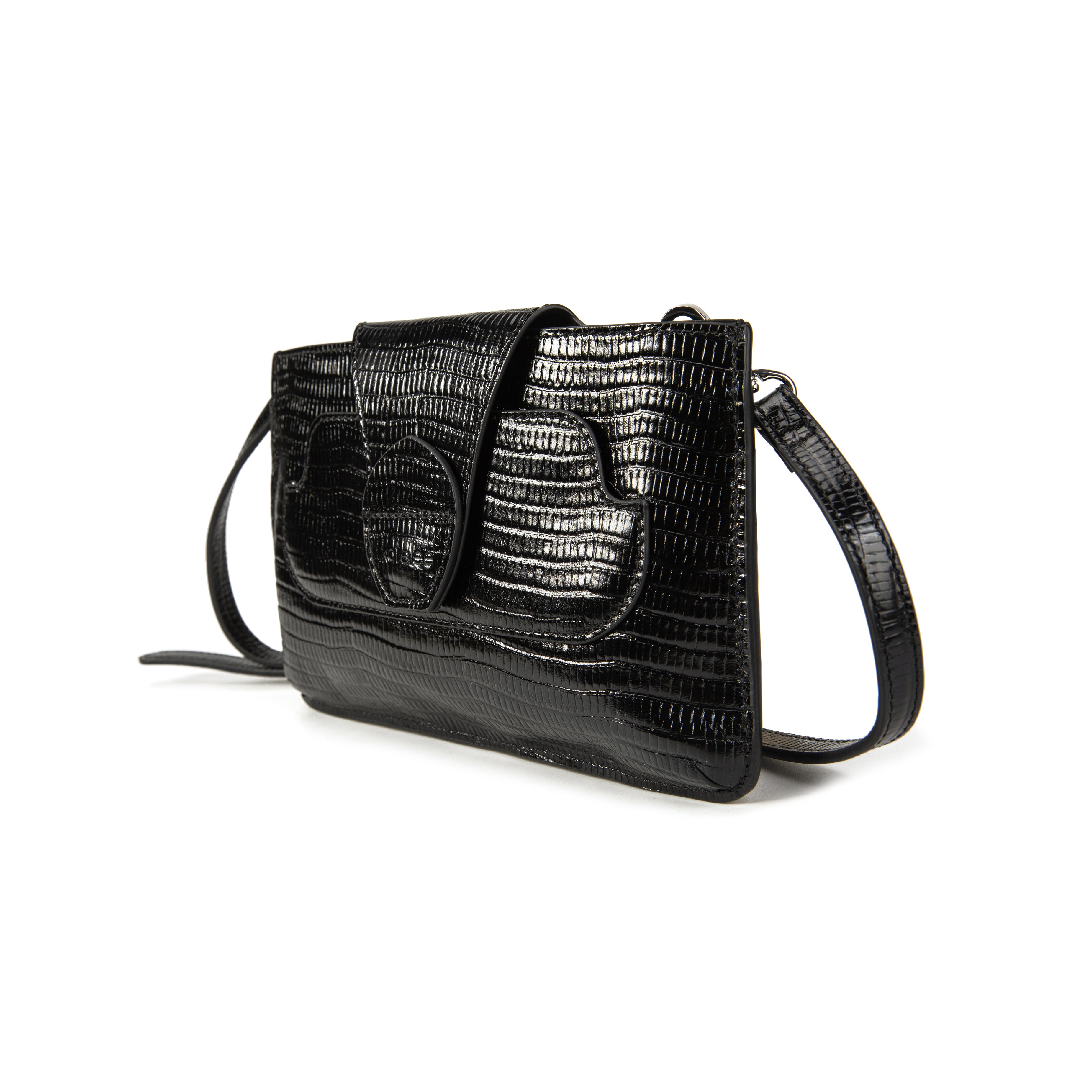 kate-lee-lp-pochette-cuir-noir-l-zard-bandouli-re image 2