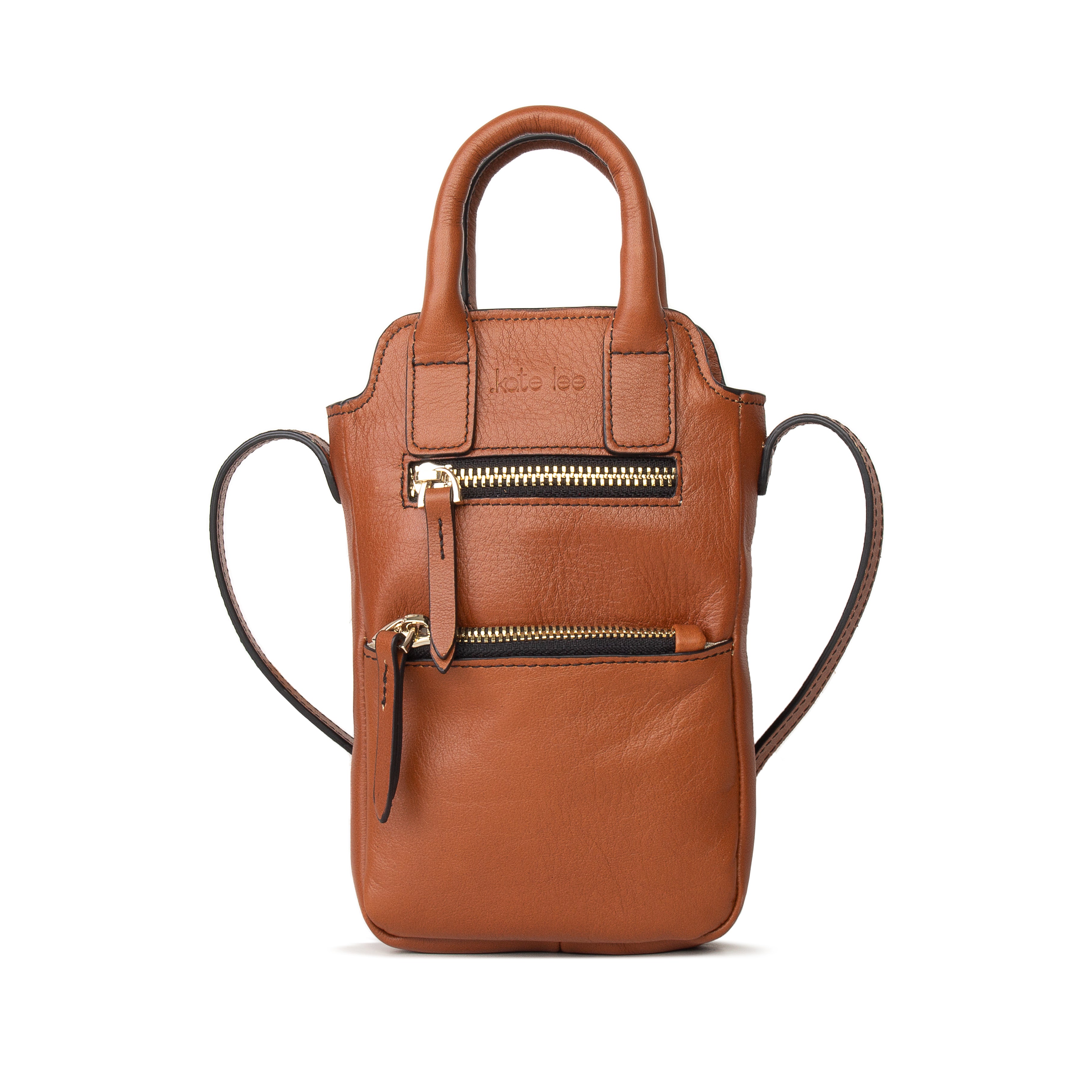 kate-lee-velya-pochette-t-l-phone-cuir-cognac-lisse image 1