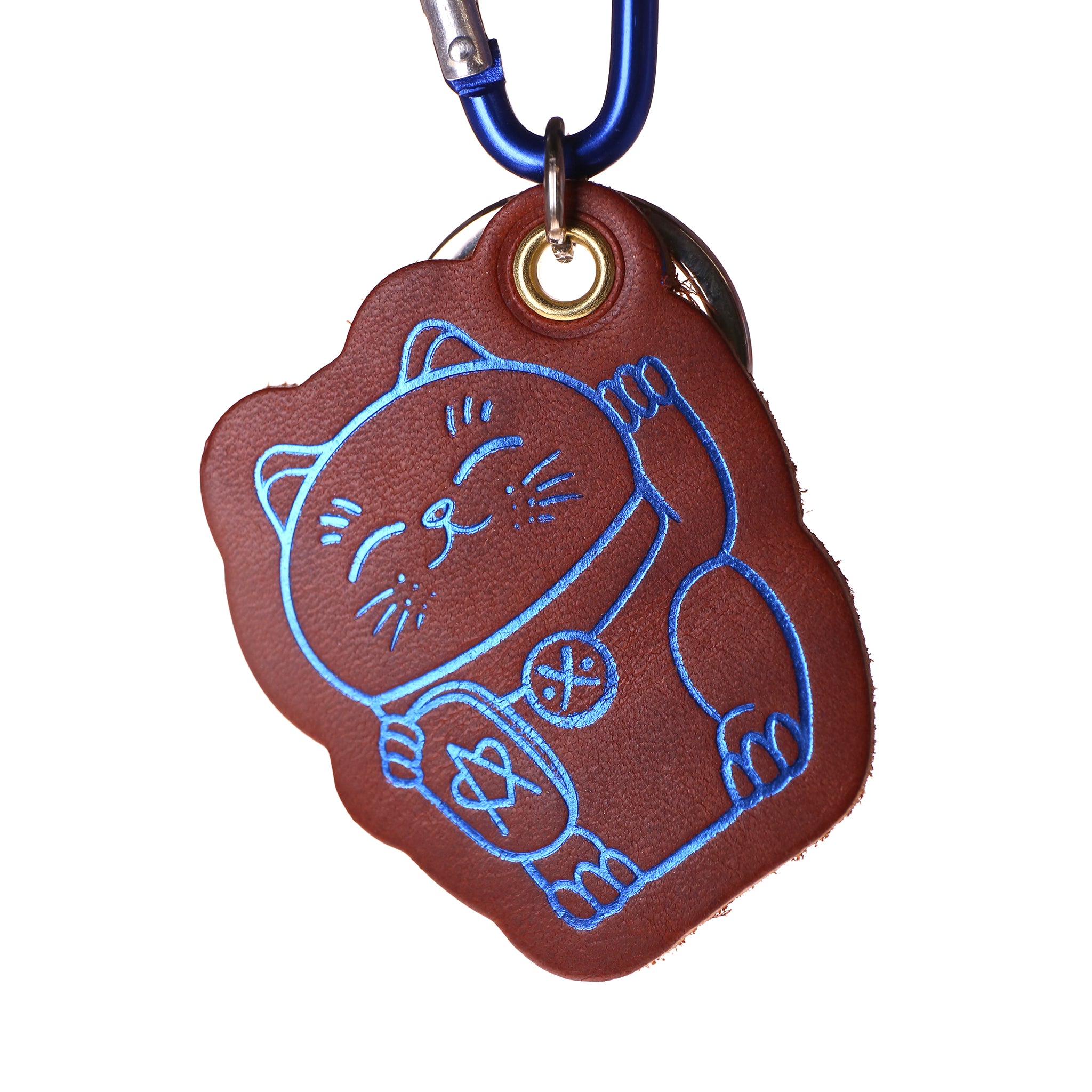 atelier-penso-lucky-cat-porte-cl-s-cuir-marron-bleu image 1