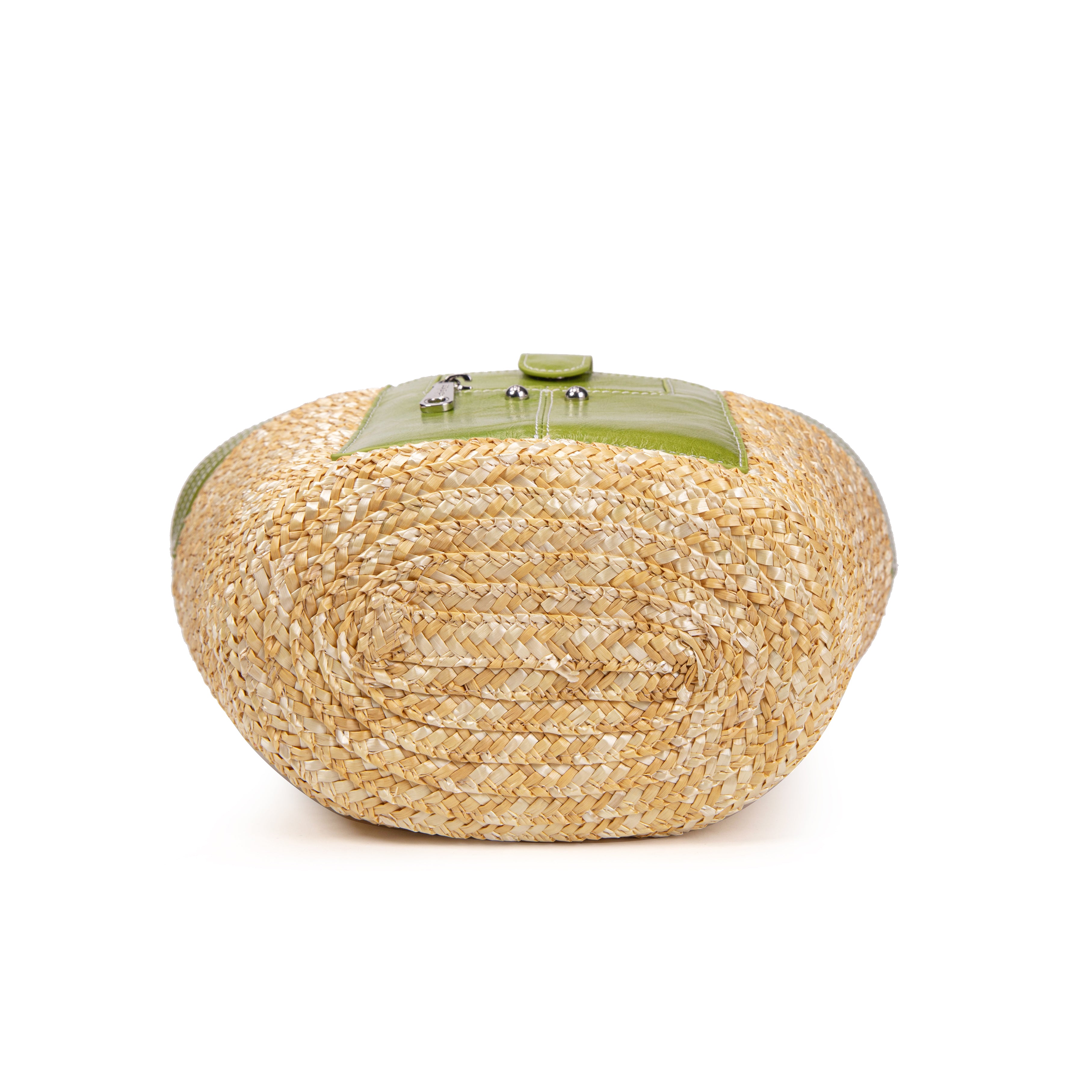 kate-lee-m-panier-madele-sac-panier-vert-paille-cuir image 5