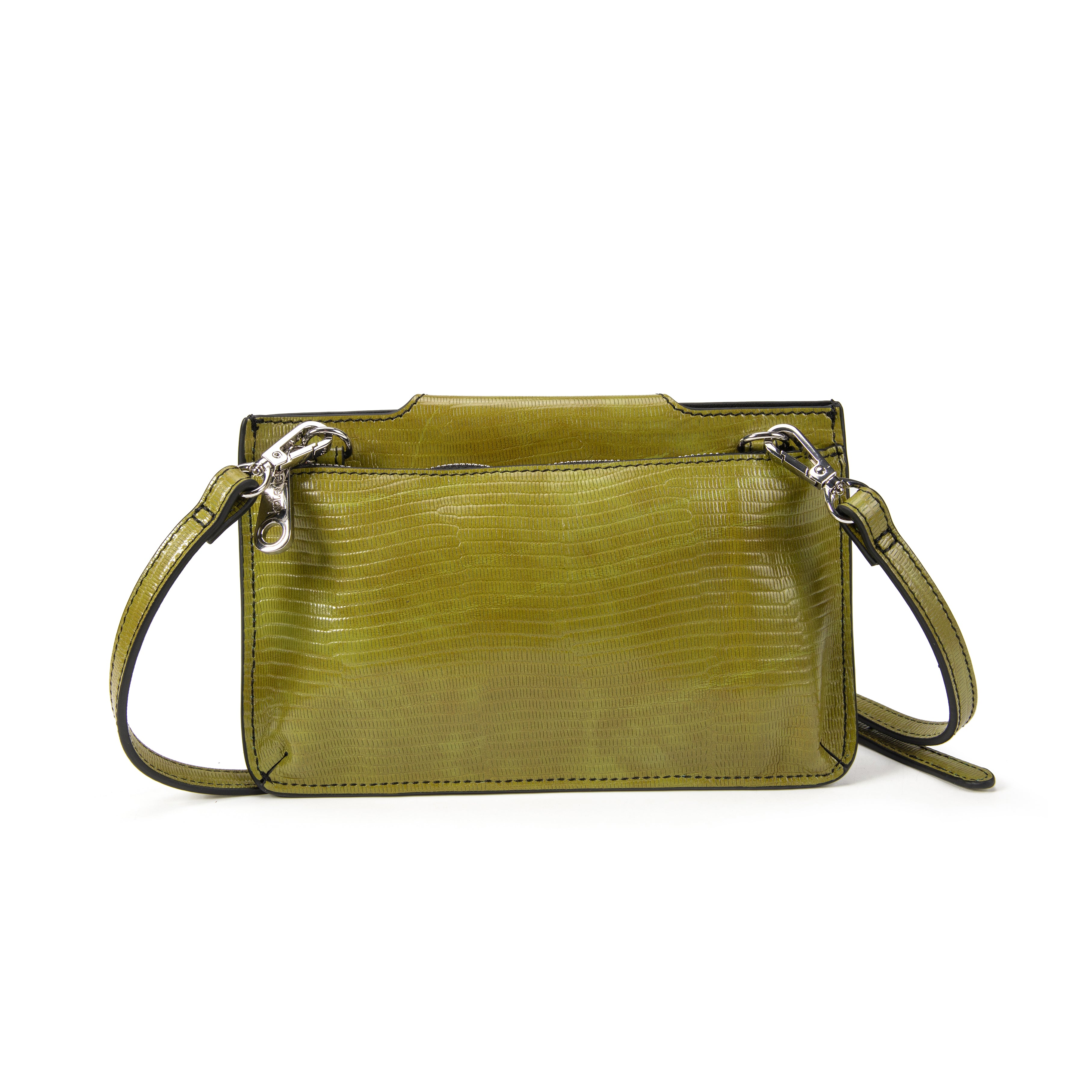 kate-lee-pochette-lp-cuir-l-zard-olive-bandouli-re image 3