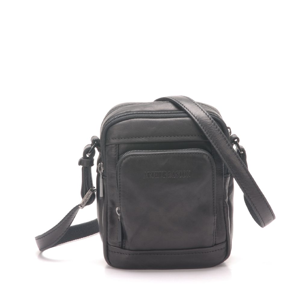 arthur-et-aston-pablo-petit-sac-travers-cuir-noir-fil-noir image 1