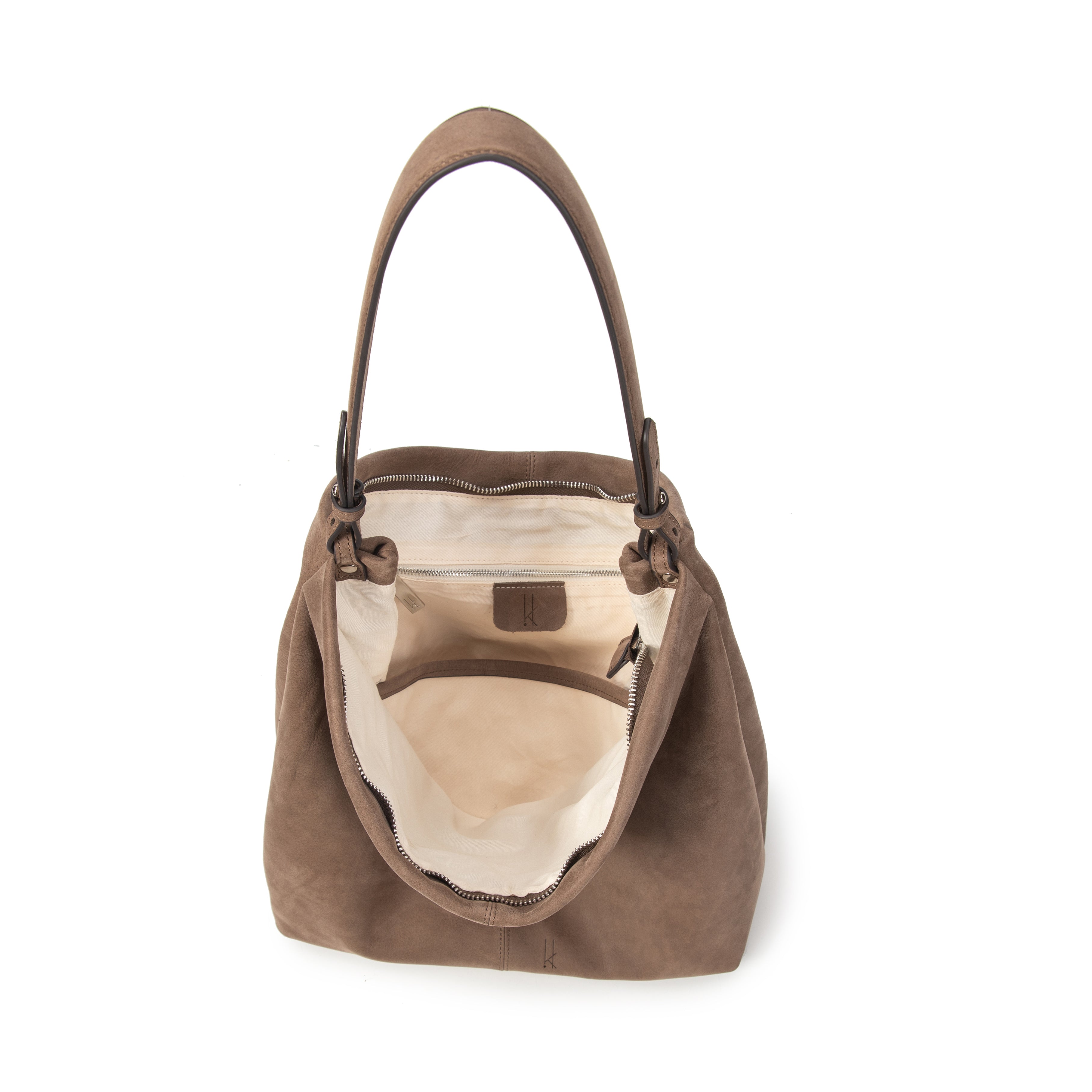 kate-lee-fantine-sac-seau-cuir-velout-gris-anthracite image 3