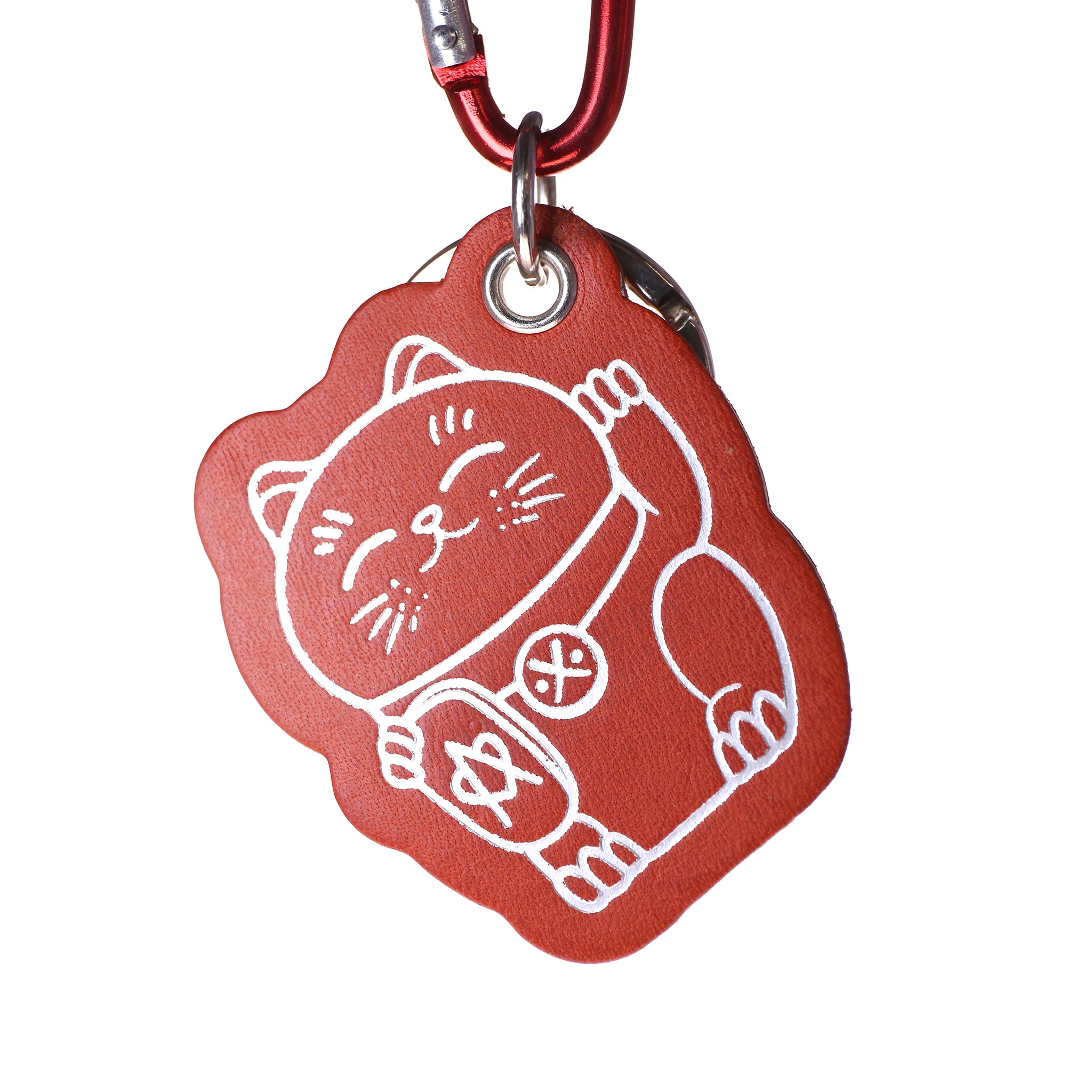atelier-penso-luckey-holder-porte-cl-s-cuir-lucky-cat-rouge-blanc image 1