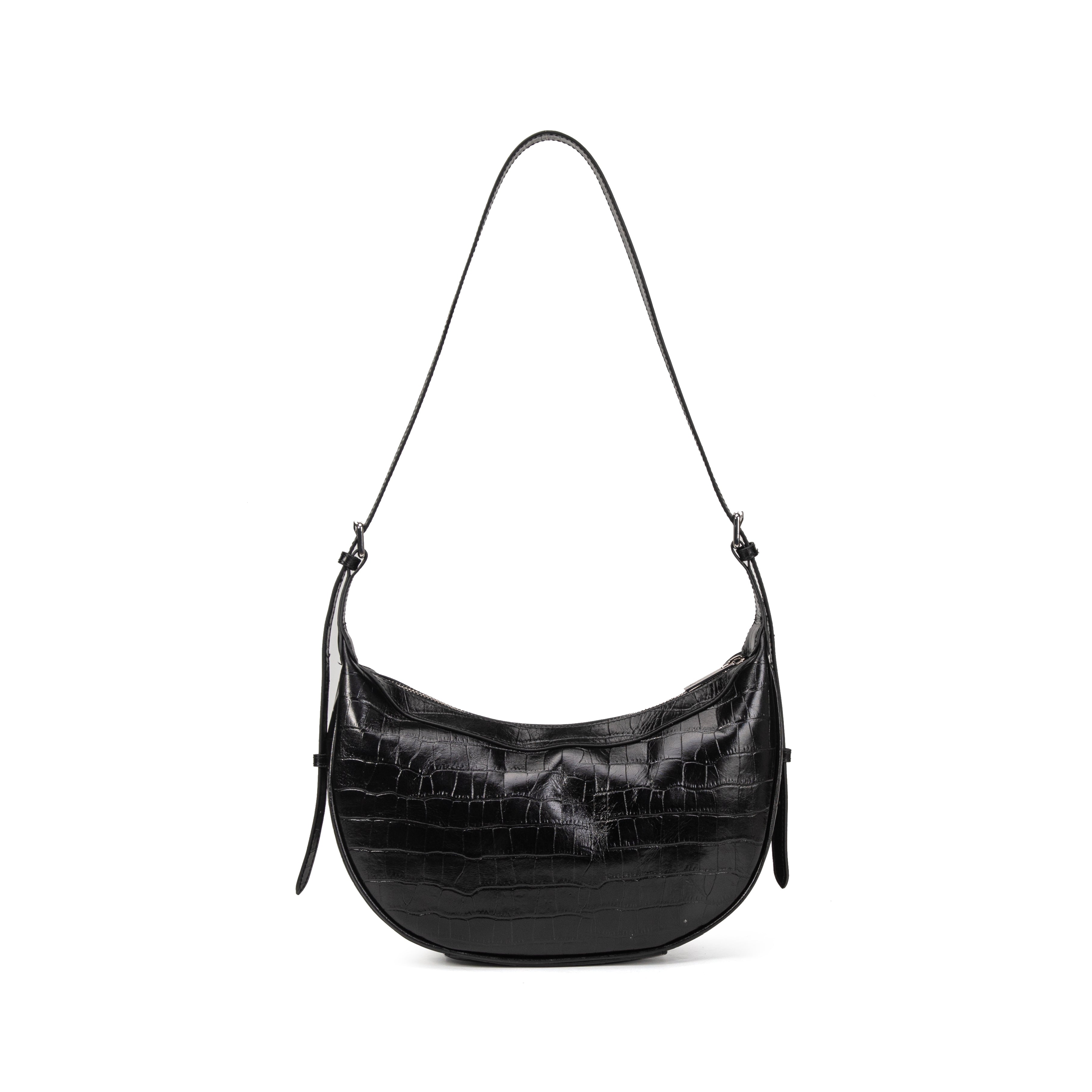 kate-lee-palma-sac-cuir-croco-noir-demi-lune image 4