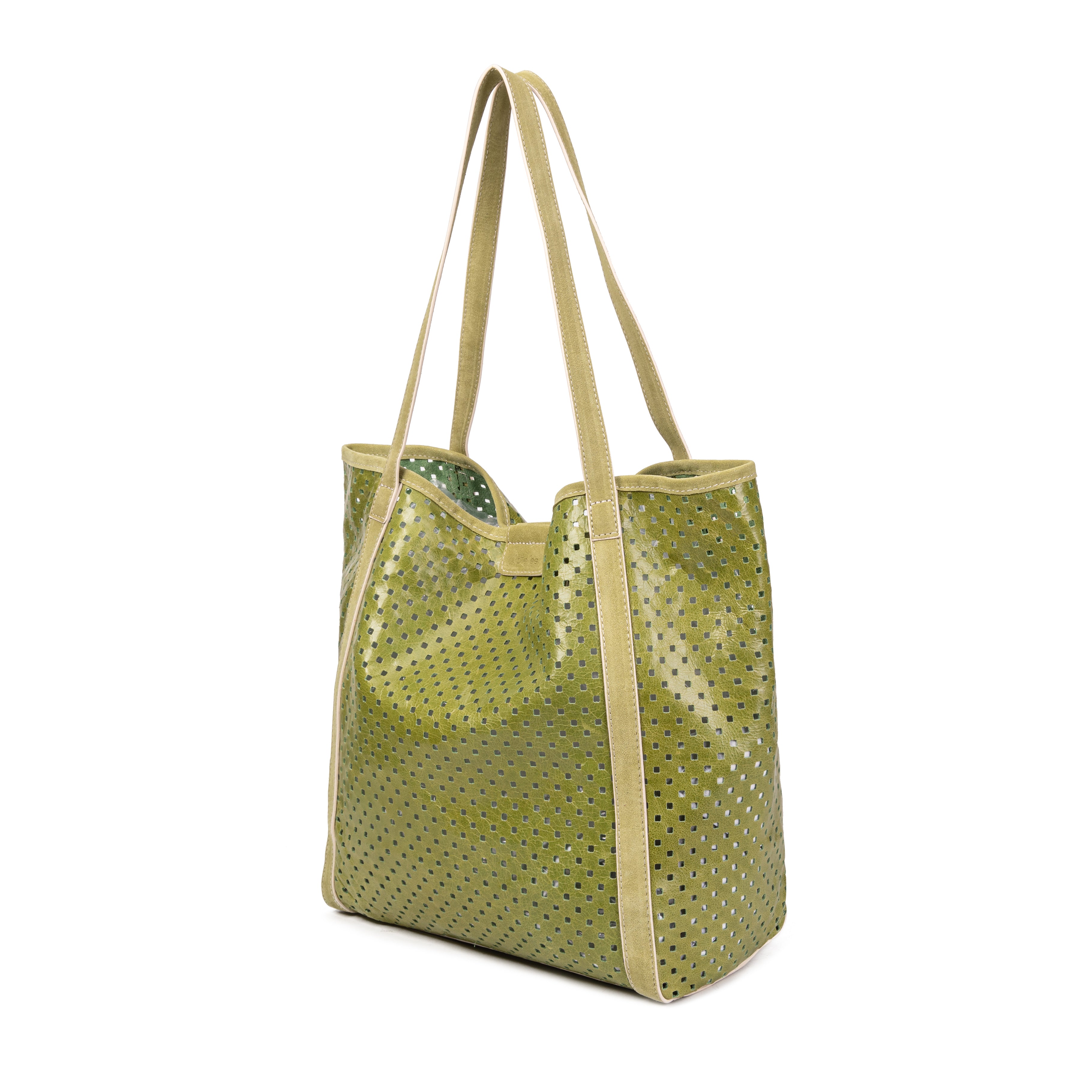 kate-lee-ryve-sac-cabas-cuir-vert-fonc-perfor image 2