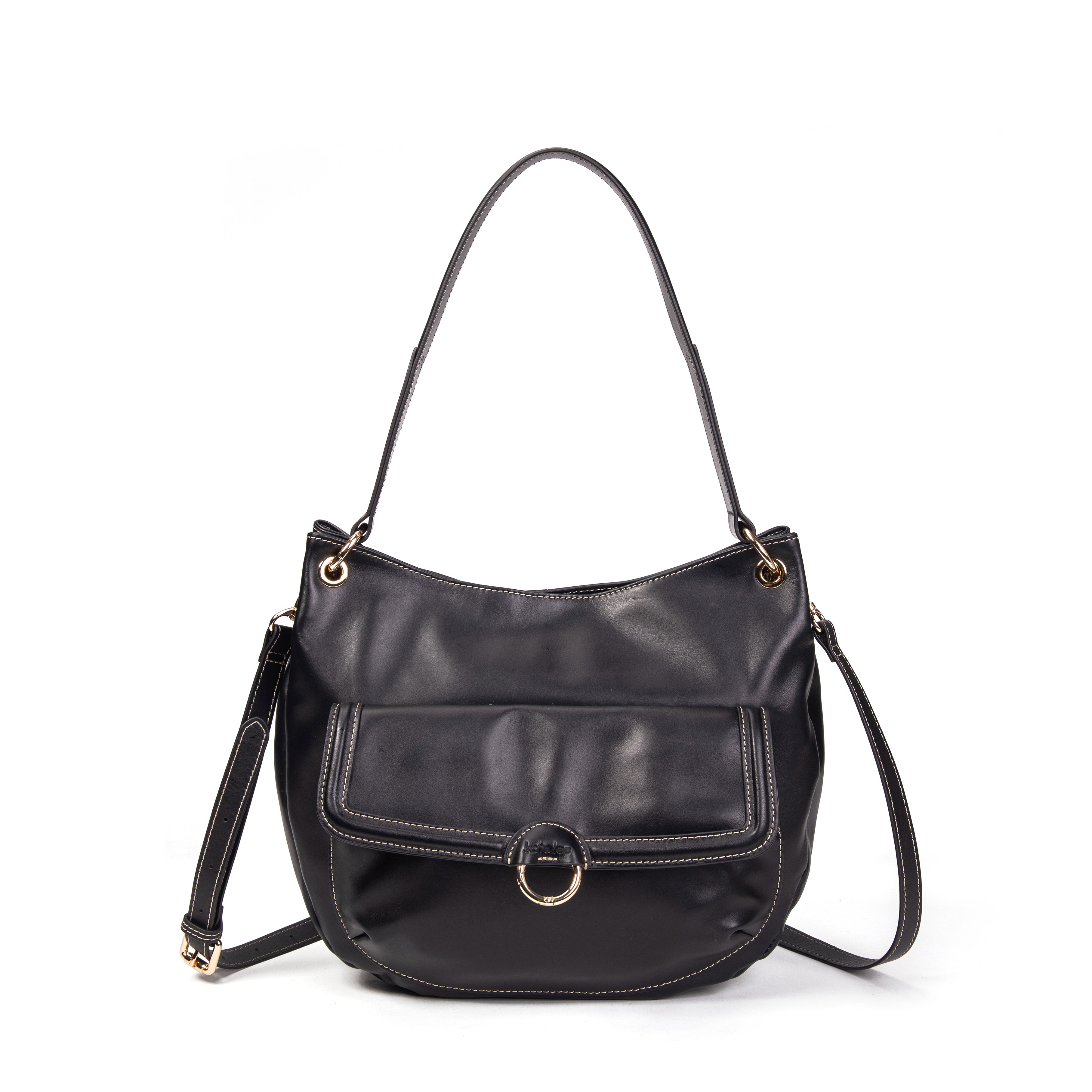 kate-lee-ully-sac-hobo-cuir-noir-vachette-zip image 1
