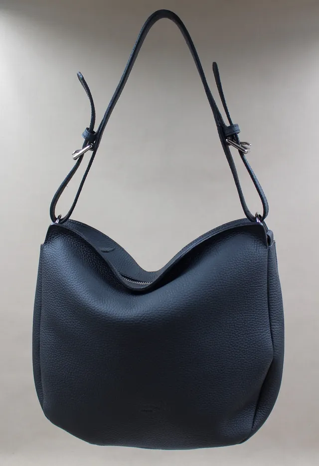 charles-et-charlus-janis-sac-hobo-cuir-grain-marine-30cm image 1