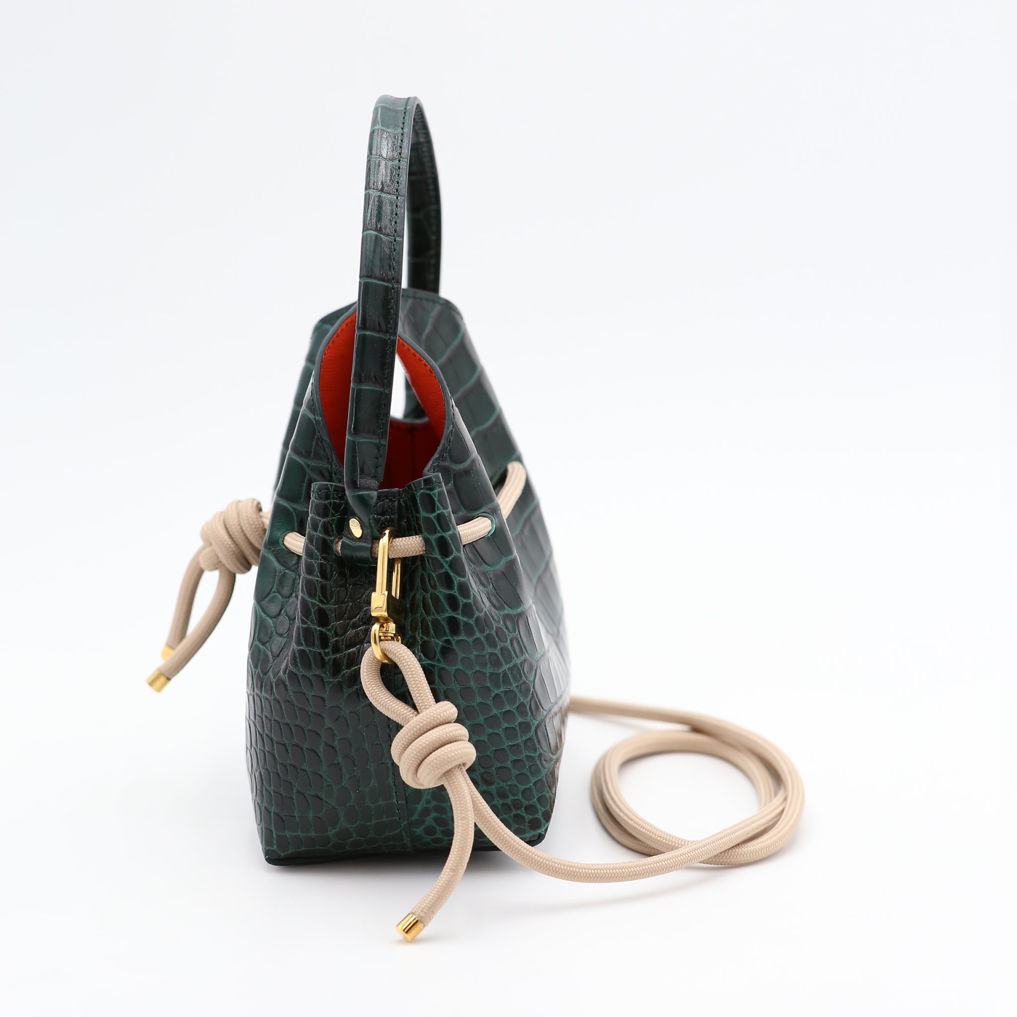 atelier-penso-mini-bucket-sac-seau-cuir-croco-emeraude-terracotta image 3