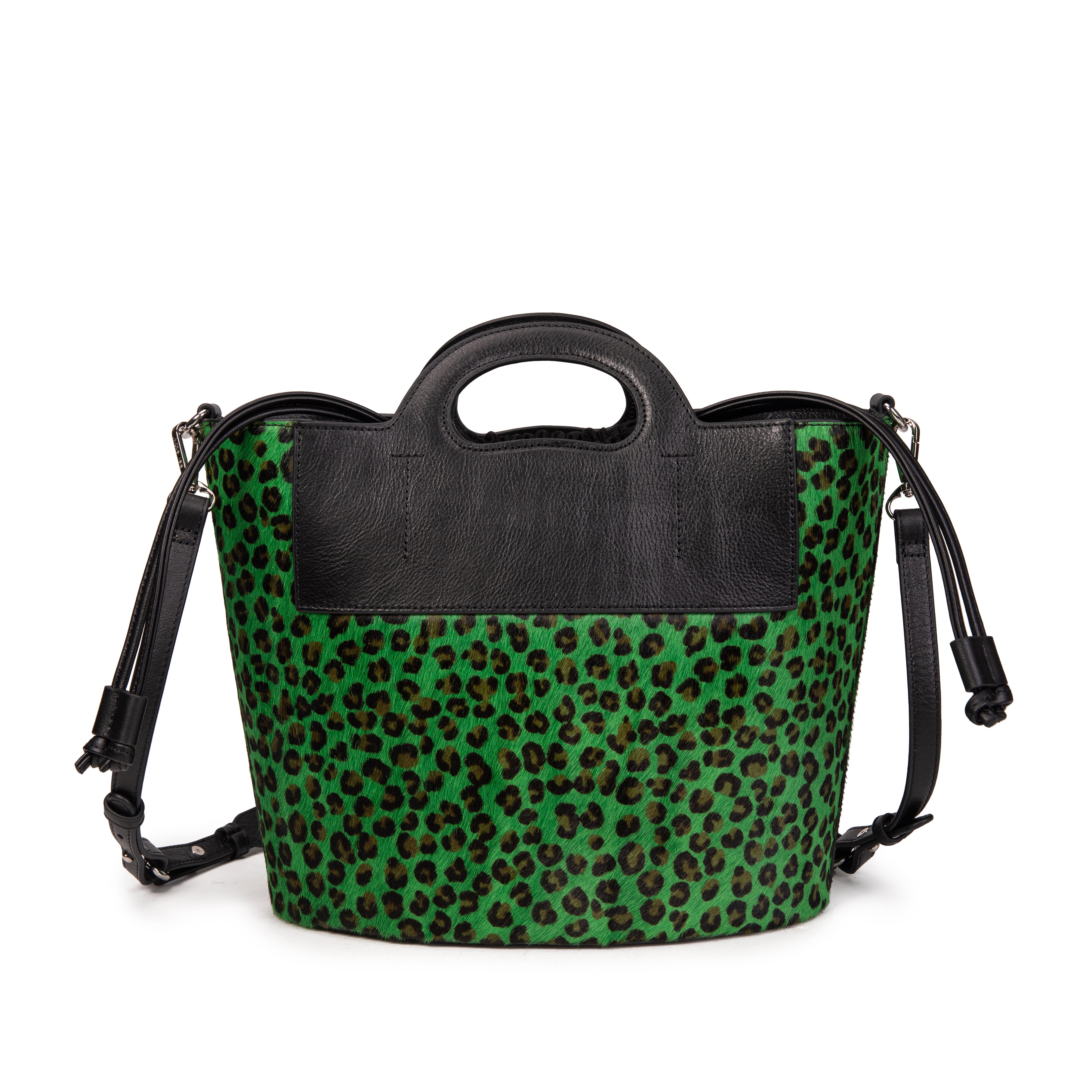 kate-lee-st-tropez-sac-seau-cuir-vert-l-opard image 4