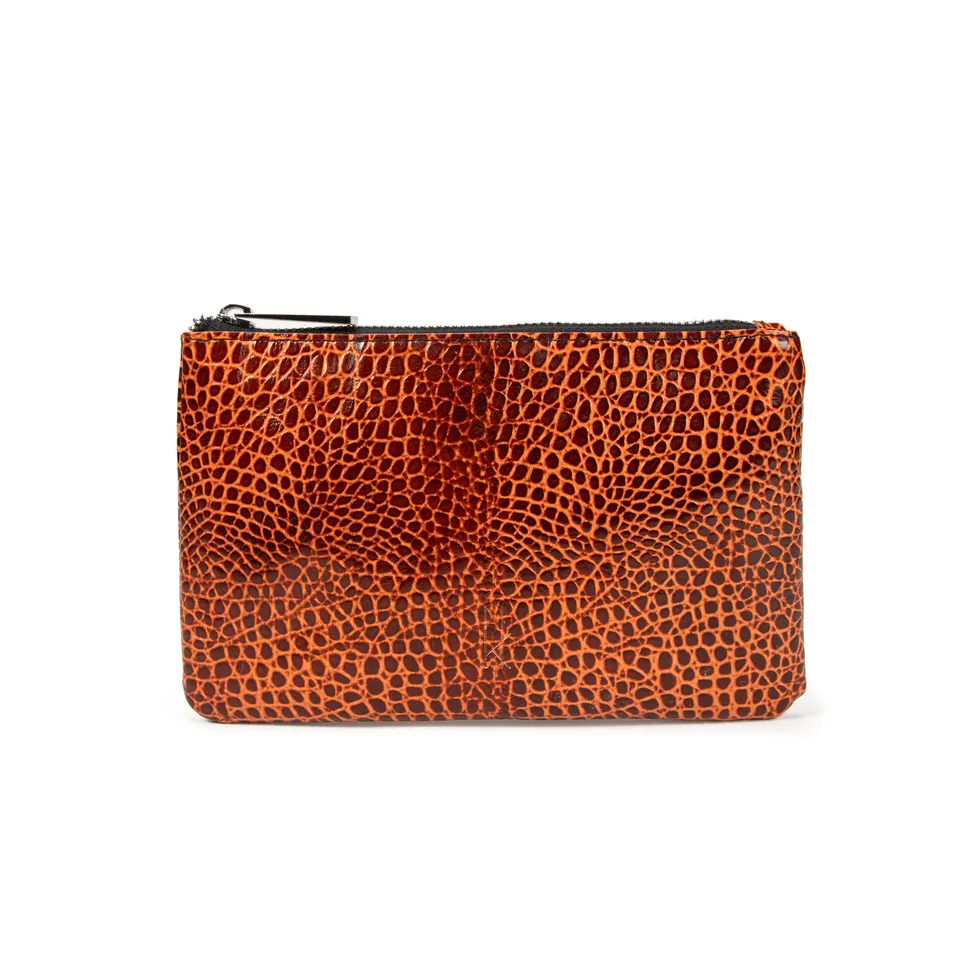 kate-lee-nouvelle-ligne-kl-pochette-zipp-e-l-cuir-croco-orange image 1