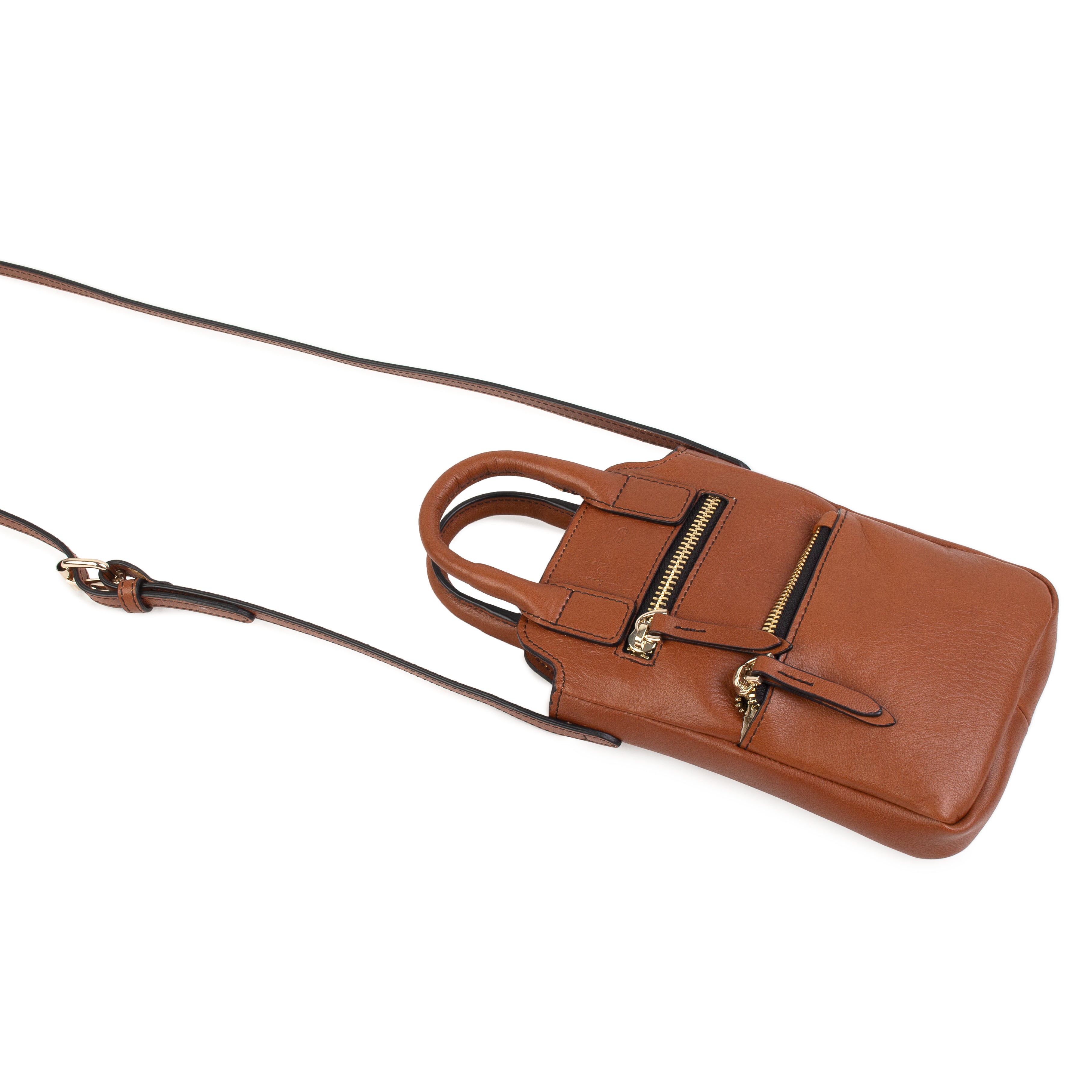kate-lee-velya-pochette-t-l-phone-cuir-cognac-lisse image 2