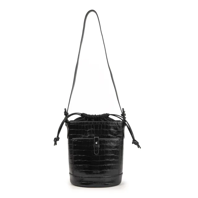kate-lee-louvre-croco-sac-seau-noir-vachette-croco image 1