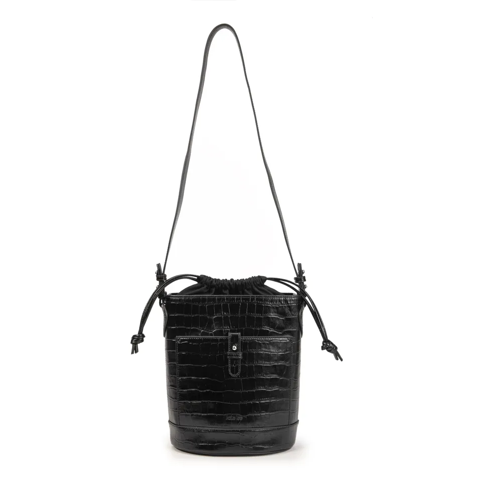 kate-lee-louvre-croco-sac-seau-noir-vachette-croco image 1