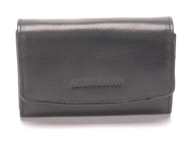 arthur-et-aston-pablo-porte-monnaie-cuir-noir-fil-noir image 1