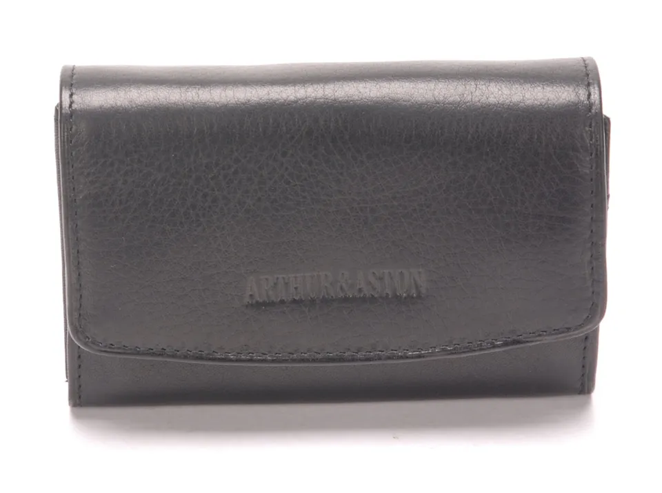 arthur-et-aston-pablo-porte-monnaie-cuir-noir-fil-noir image 1