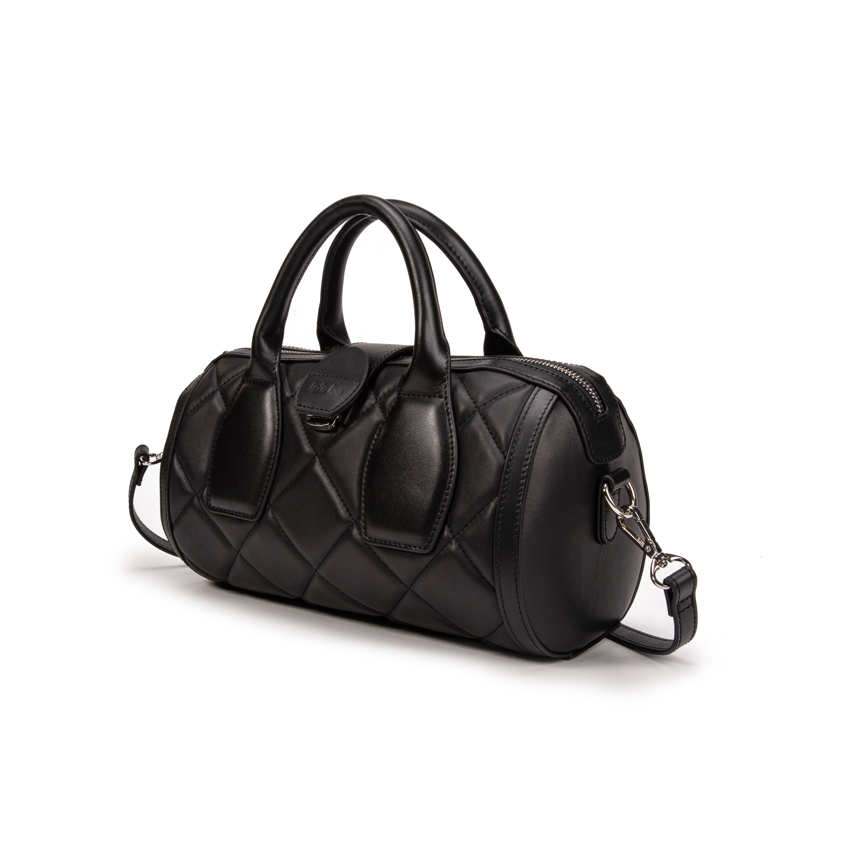 kate-lee-frola-matelass-sac-cuir-agneau-noir-bowling image 2