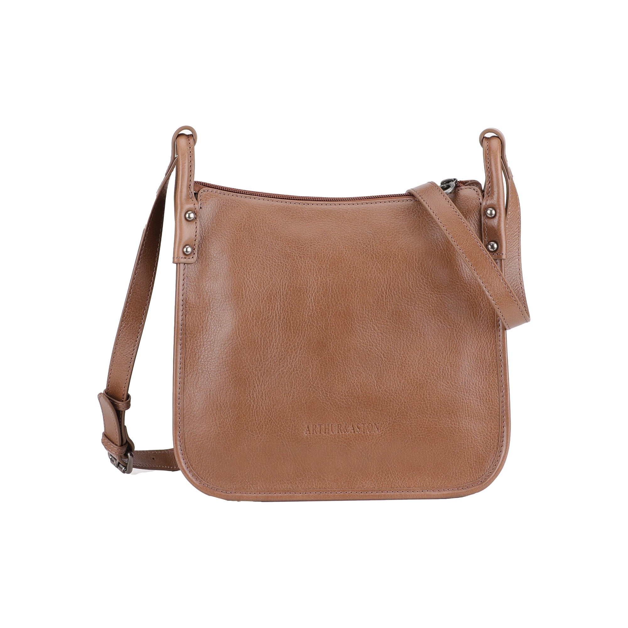 arthur-et-aston-edith-sac-travers-cuir-cognac-demi-lune image 6