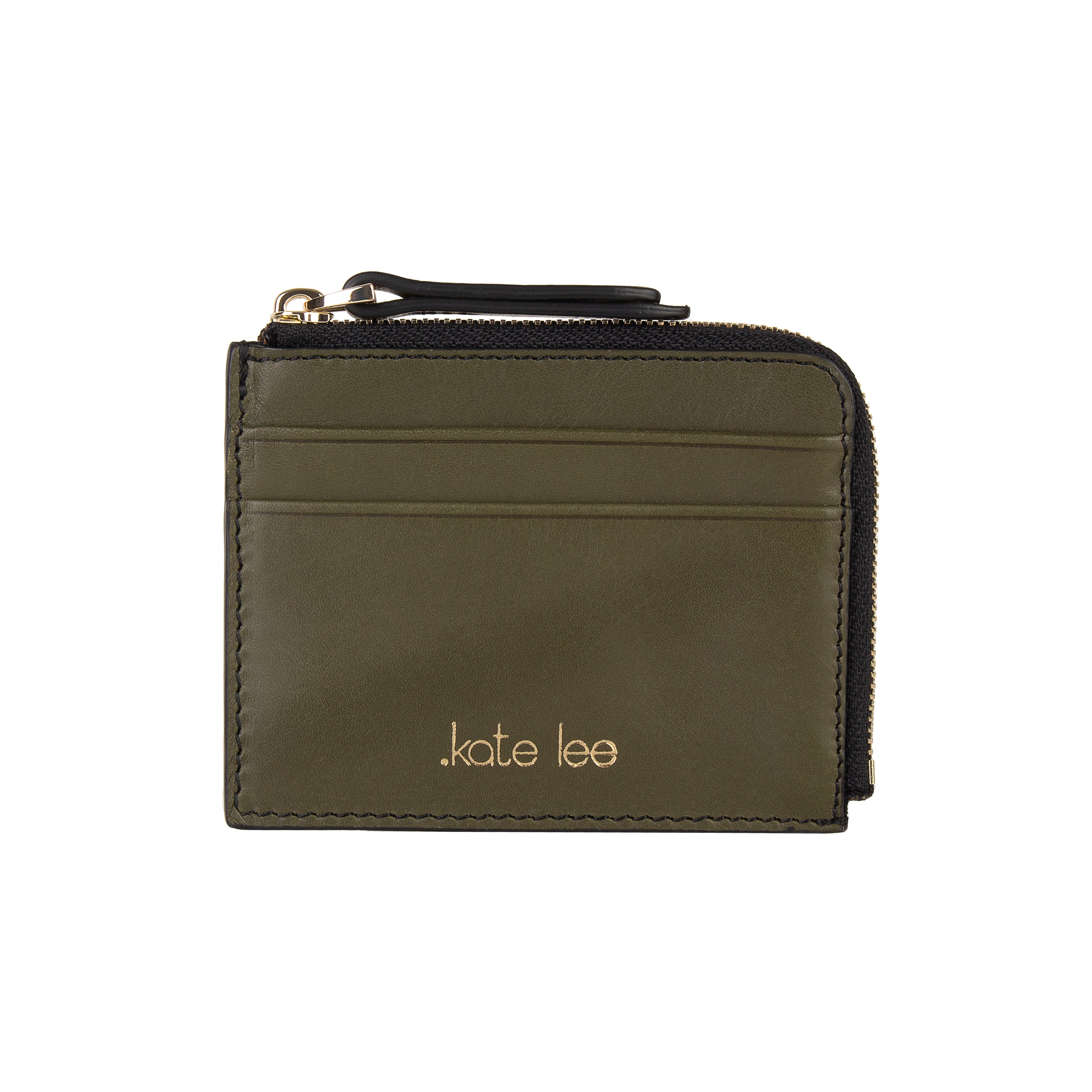 kate-lee-alo-s-porte-cartes-vert-olive-cuir-zipp image 1