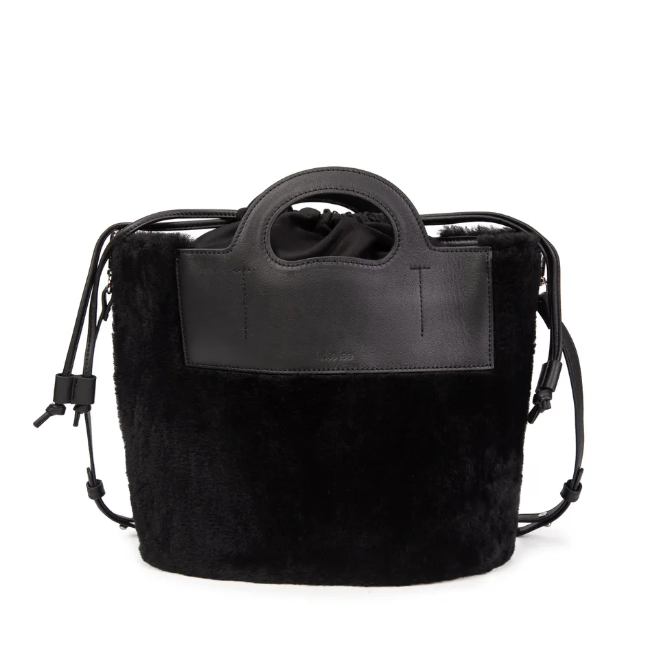 kate-lee-st-tropez-sac-seau-noir-shearling-cuir image 1