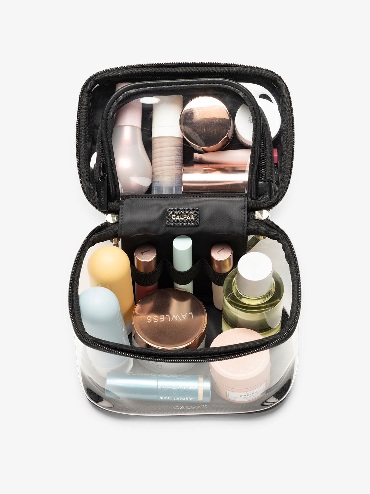 calpak-kaya-clear-train-case-trousse-toilette-glazed-dark-cherry image 4