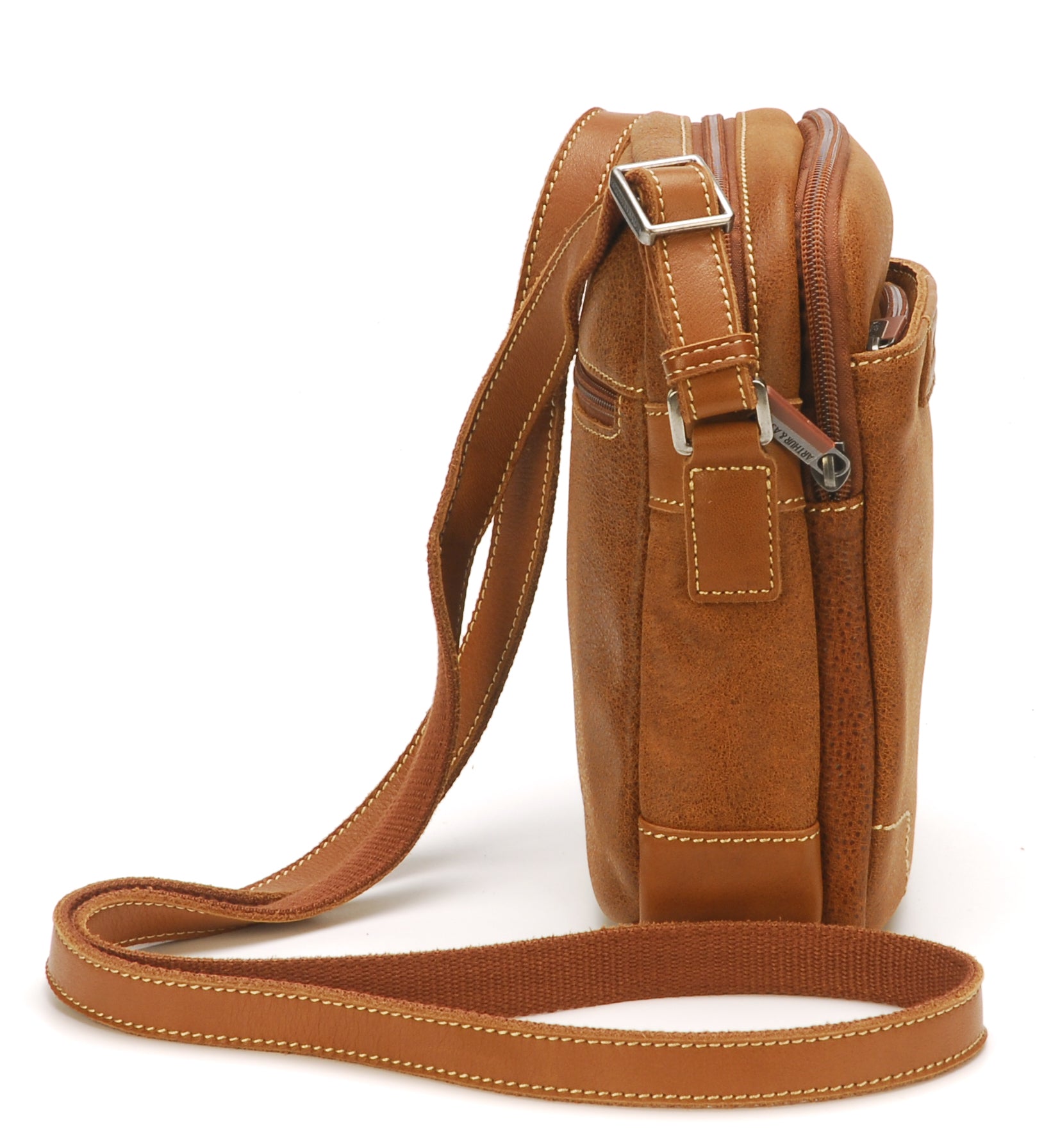 arthur-et-aston-marco-sac-travers-cuir-ch-taigne-moyen-zipp image 7