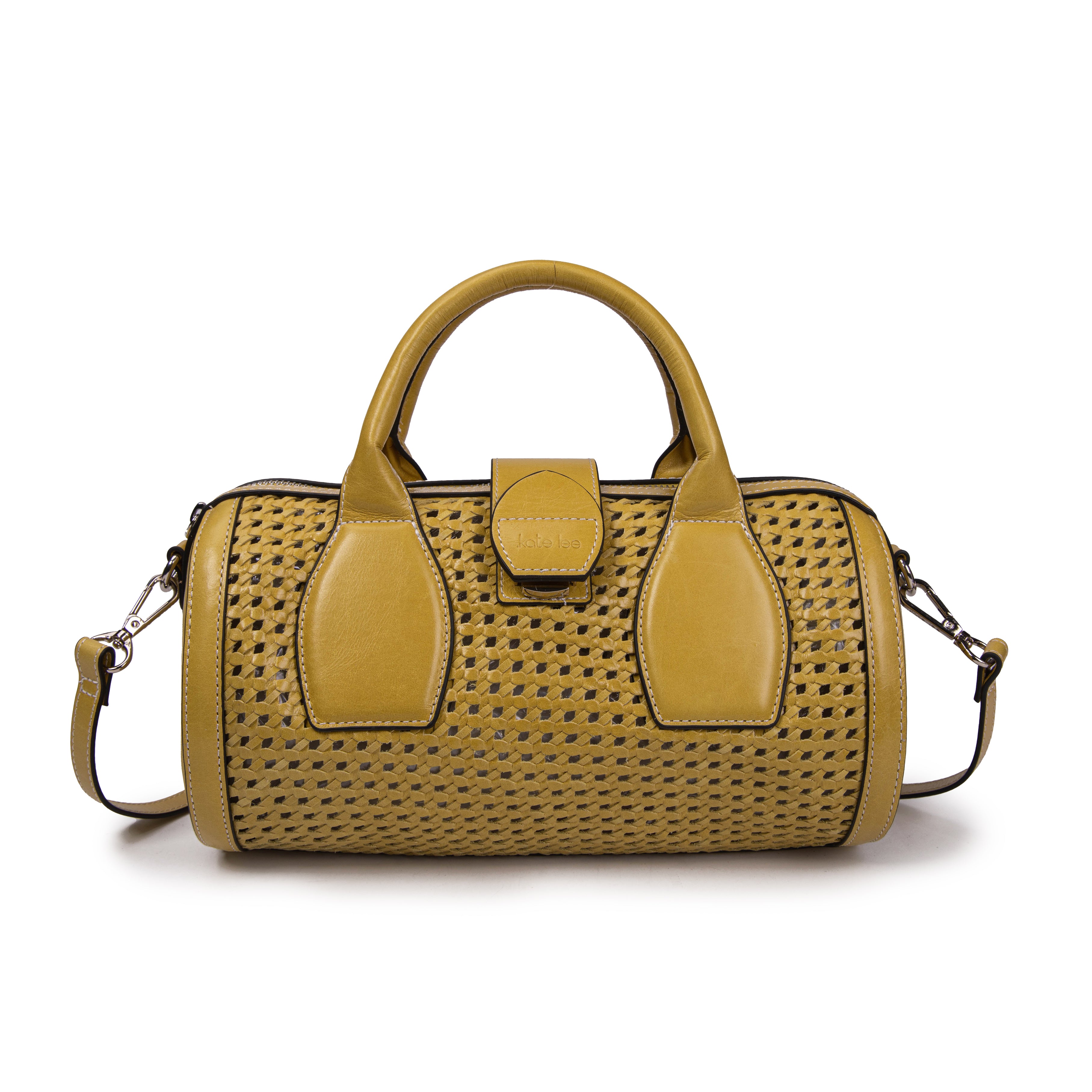 kate-lee-frola-sac-bowling-cuir-jaune-tress-29x15-cm image 1