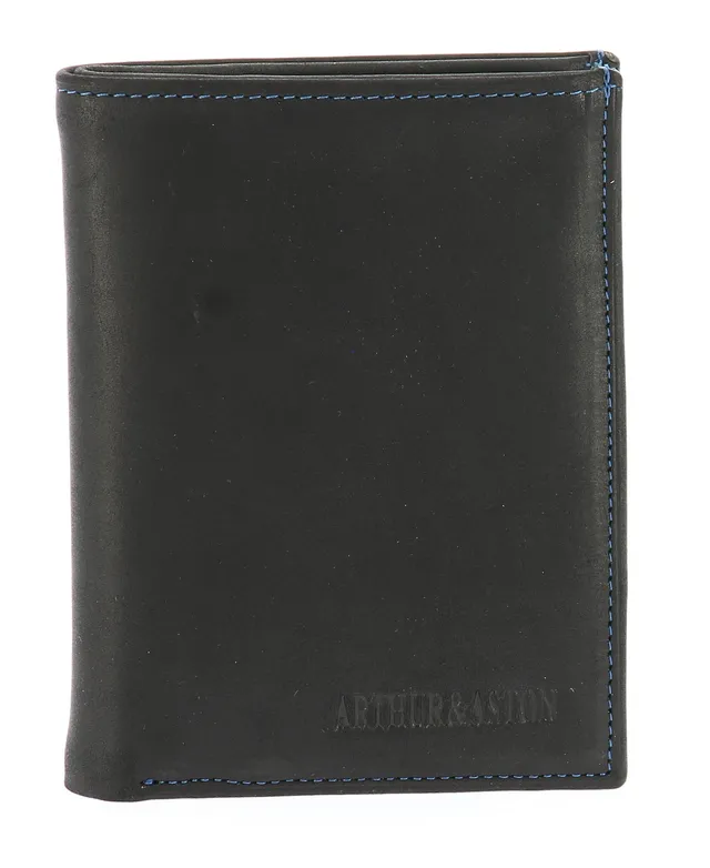 arthur-et-aston-louis-petit-portefeuille-cuir-noir-fil-bleu image 1